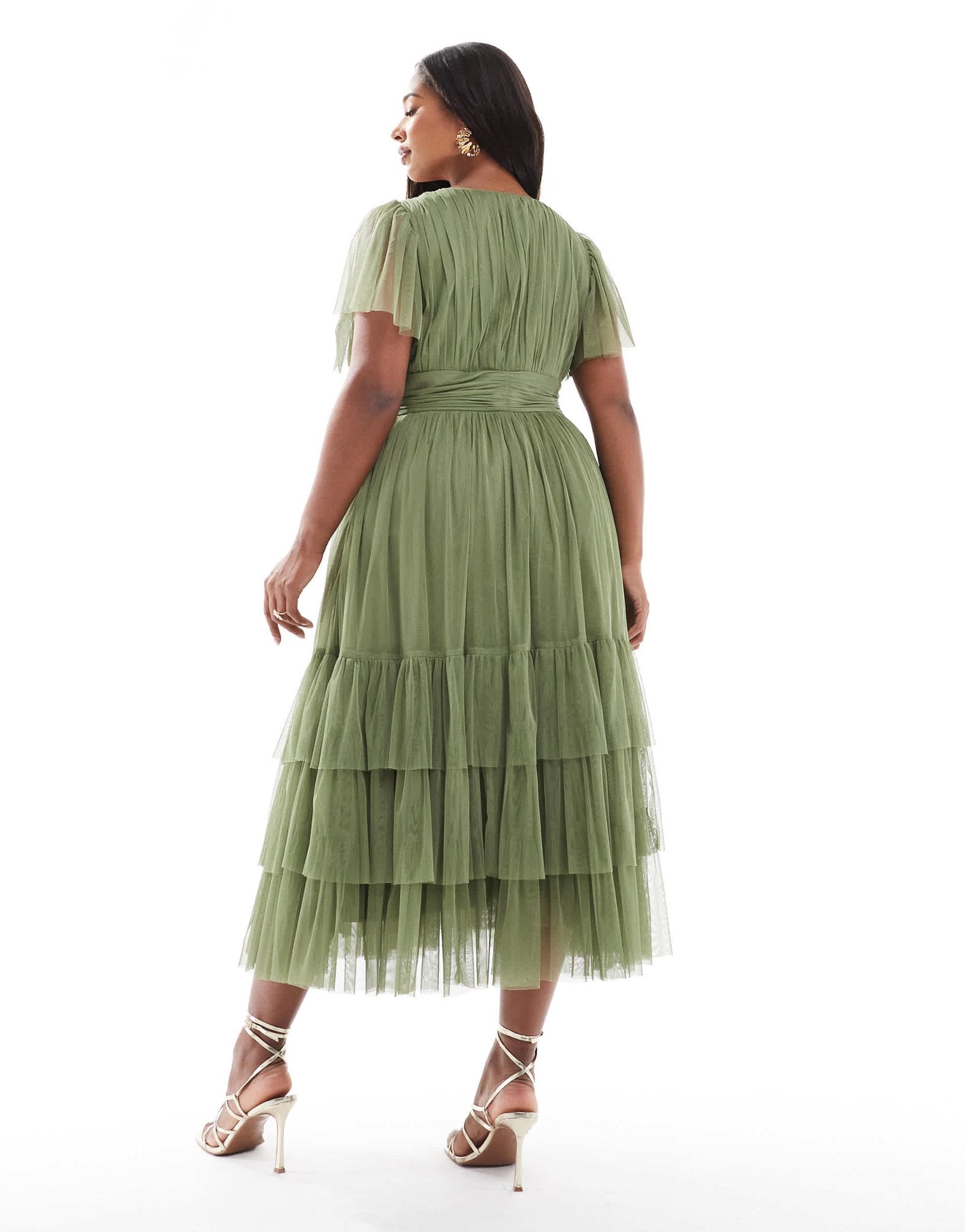 Lace & Beads Plus Bridesmaid Madison midi dress in soft olive - ASOS Sample Sale