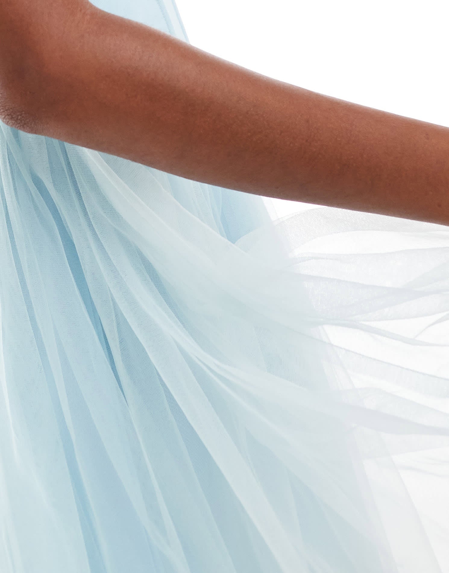Lace & Beads tulle corset mini dress with drop hem in blue - ASOS Sample Sale