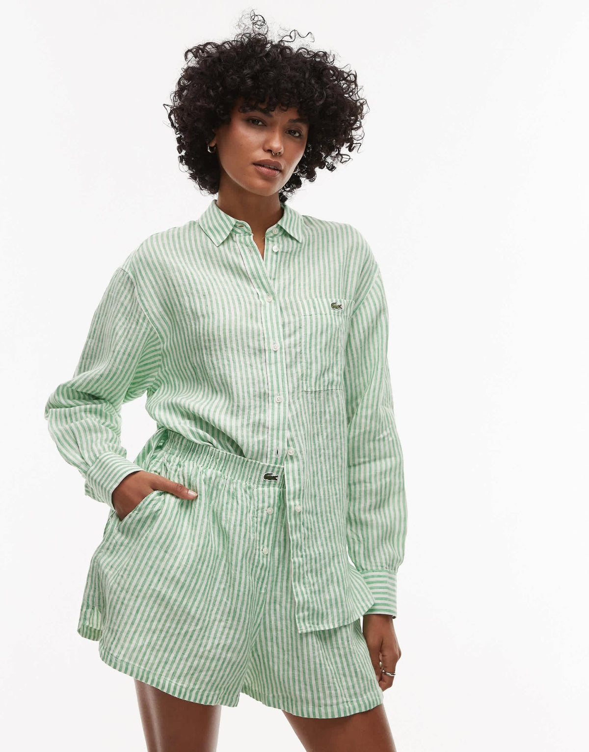 Lacoste co-ord bermuda shorts in green and white stripes - ASOS Sample Sale