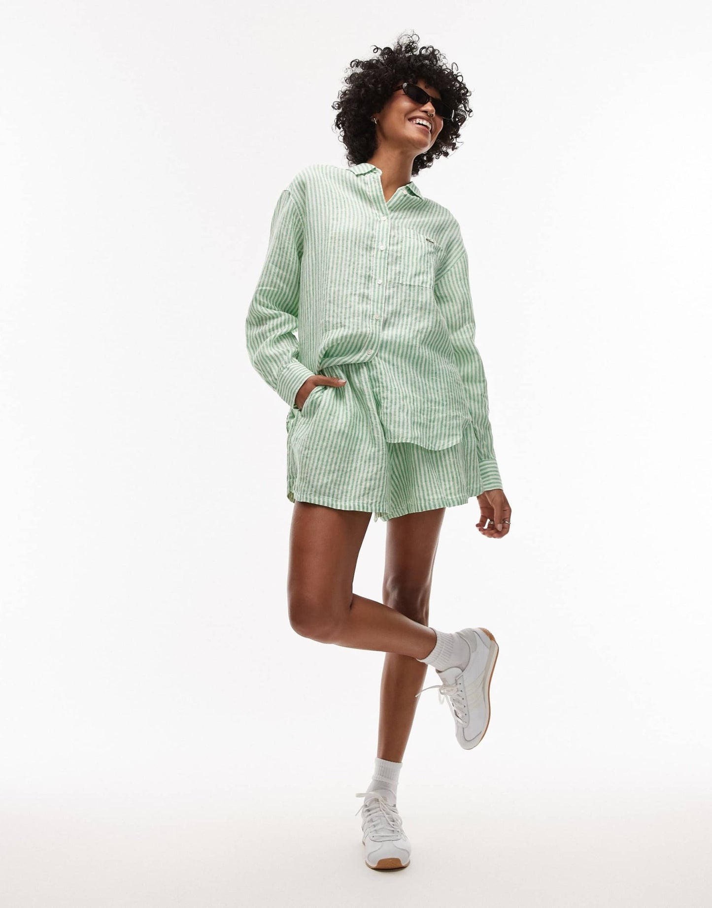 Lacoste co-ord bermuda shorts in green and white stripes - ASOS Sample Sale
