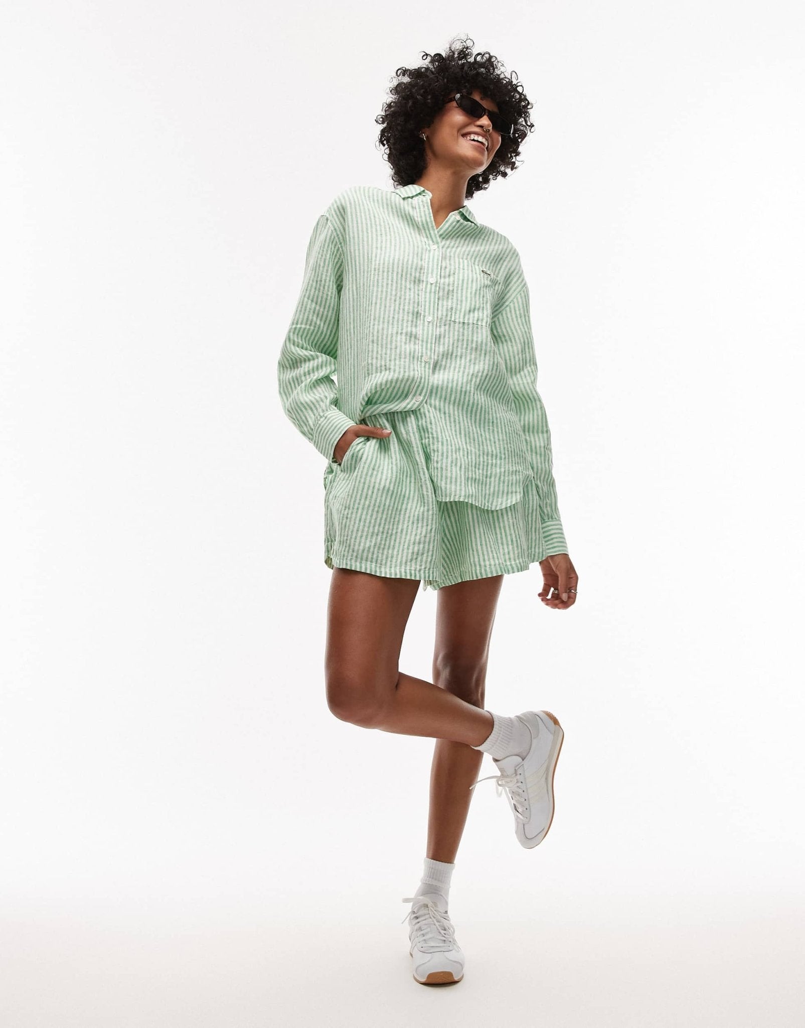 Lacoste co-ord bermuda shorts in green and white stripes - ASOS Sample Sale
