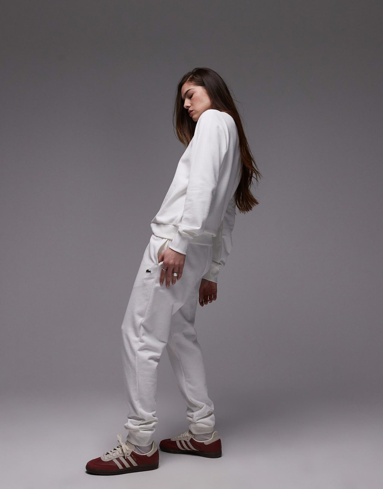 Lacoste cuffed joggers in white - ASOS Sample Sale