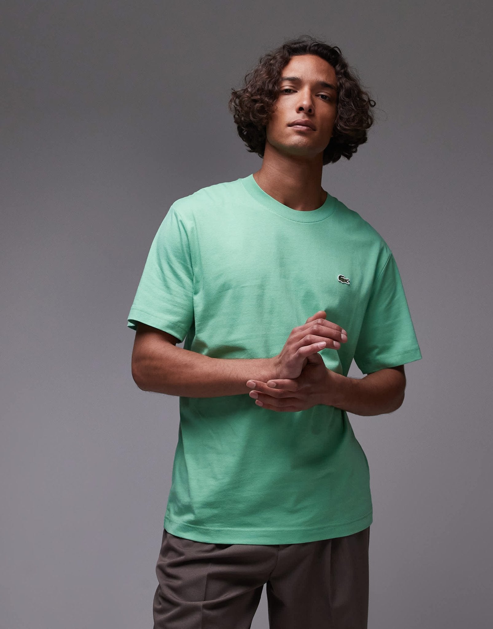 Lacoste midweight boxy fit t-shirt in light green - ASOS Sample Sale