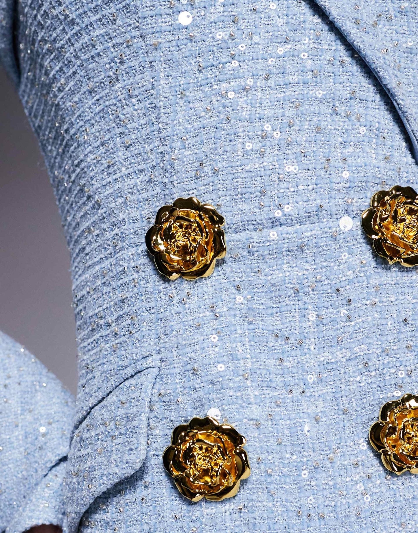 Lavish Alice boucle oversized rose button blazer mini dress in blue - ASOS Sample Sale