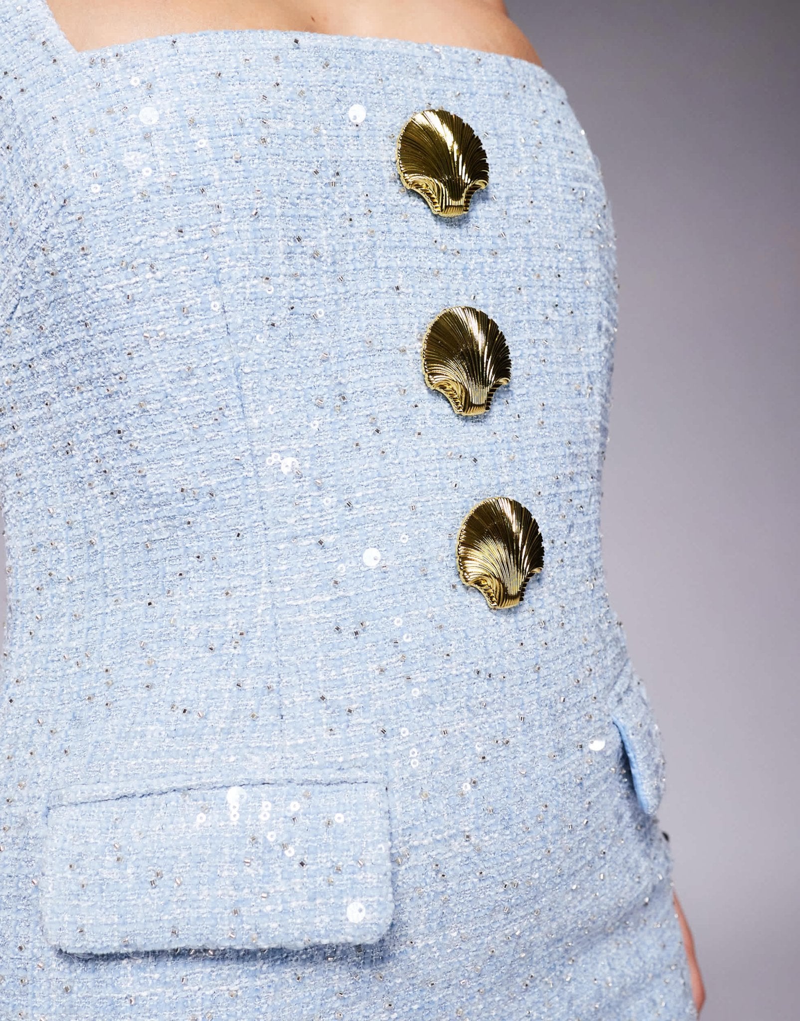 Lavish Alice boucle shell midi dress in light blue - ASOS Sample Sale