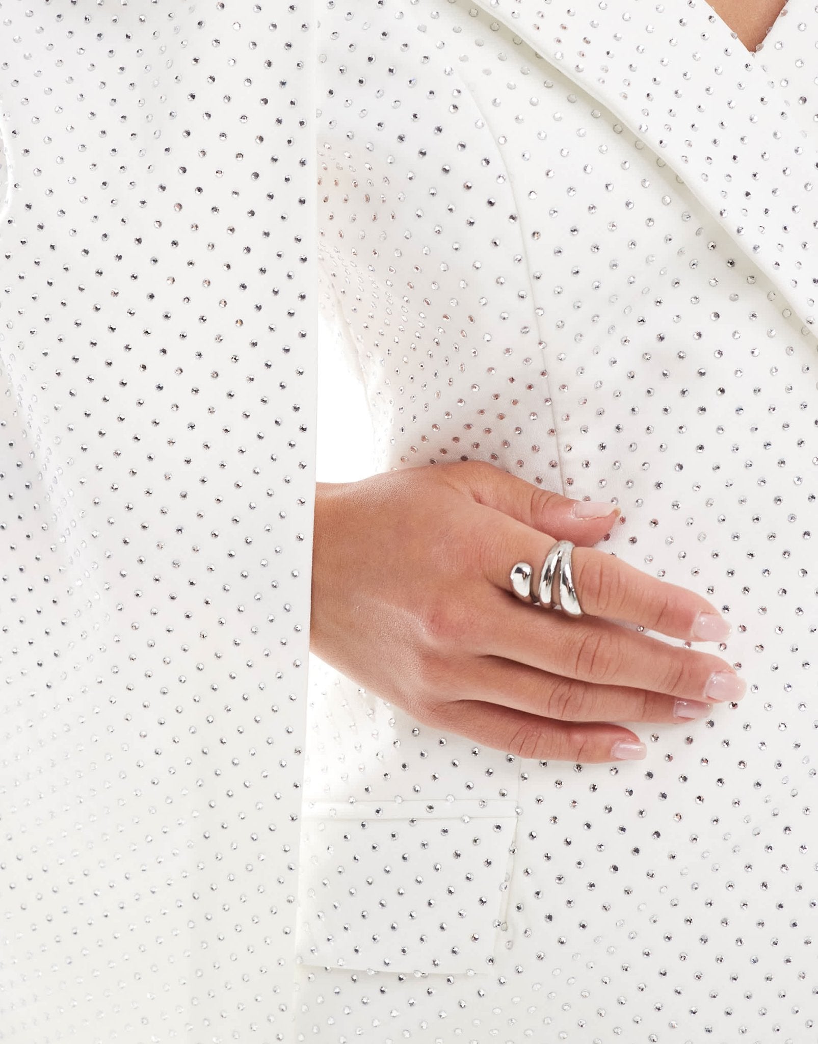 Lavish Alice crystal embellished cape blazer dress in white - ASOS Sample Sale