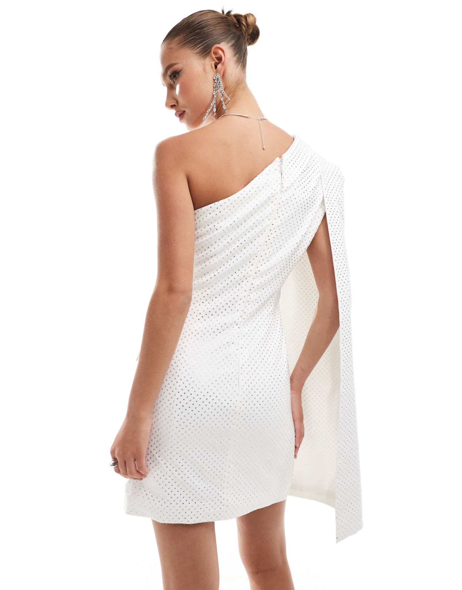 Lavish Alice crystal embellished cape blazer dress in white - ASOS Sample Sale