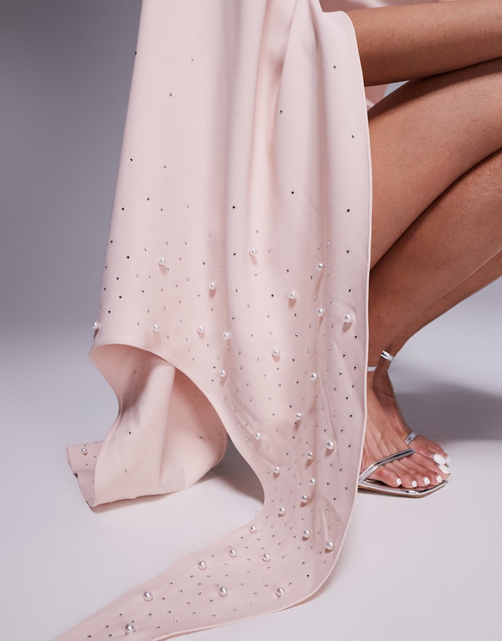 Lavish Alice one shoulder embellished cape mini dress in pink - ASOS Sample Sale