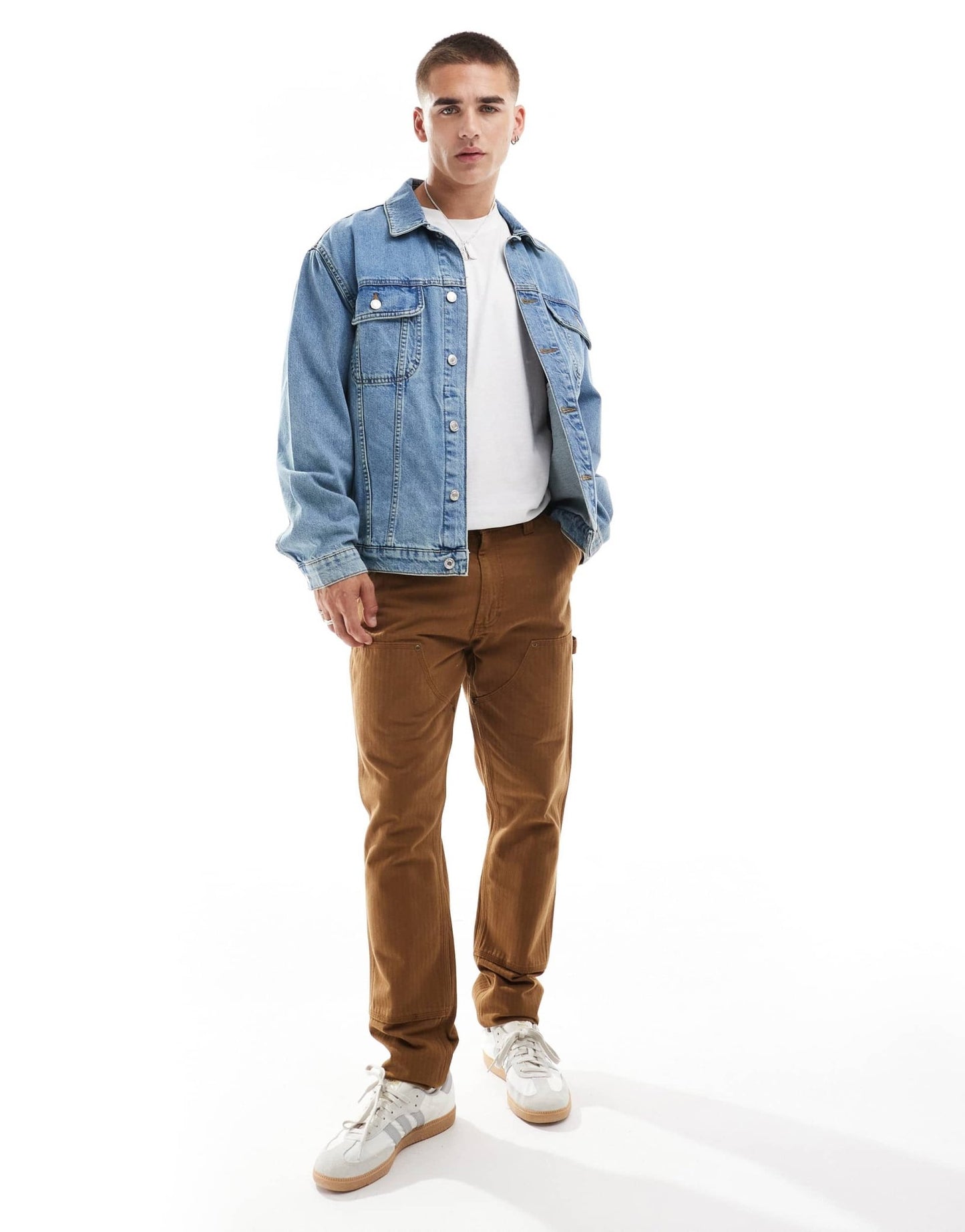 Lee Double Knee Carpenter relaxed straight herringbone cotton trousers in tan - ASOS Sample Sale