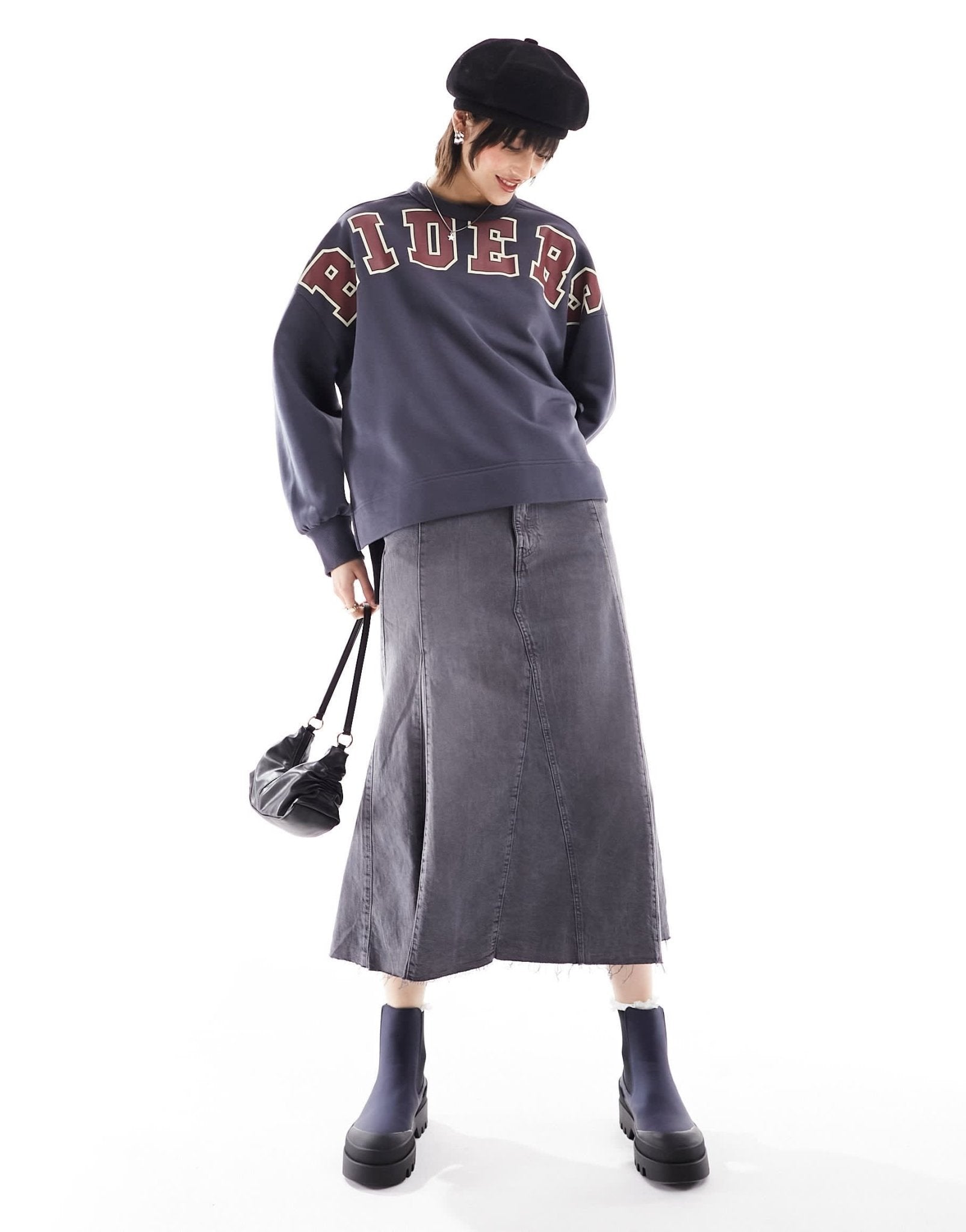 Lee riders printed logo sweatshirt in navy - ASOS Sample Sale