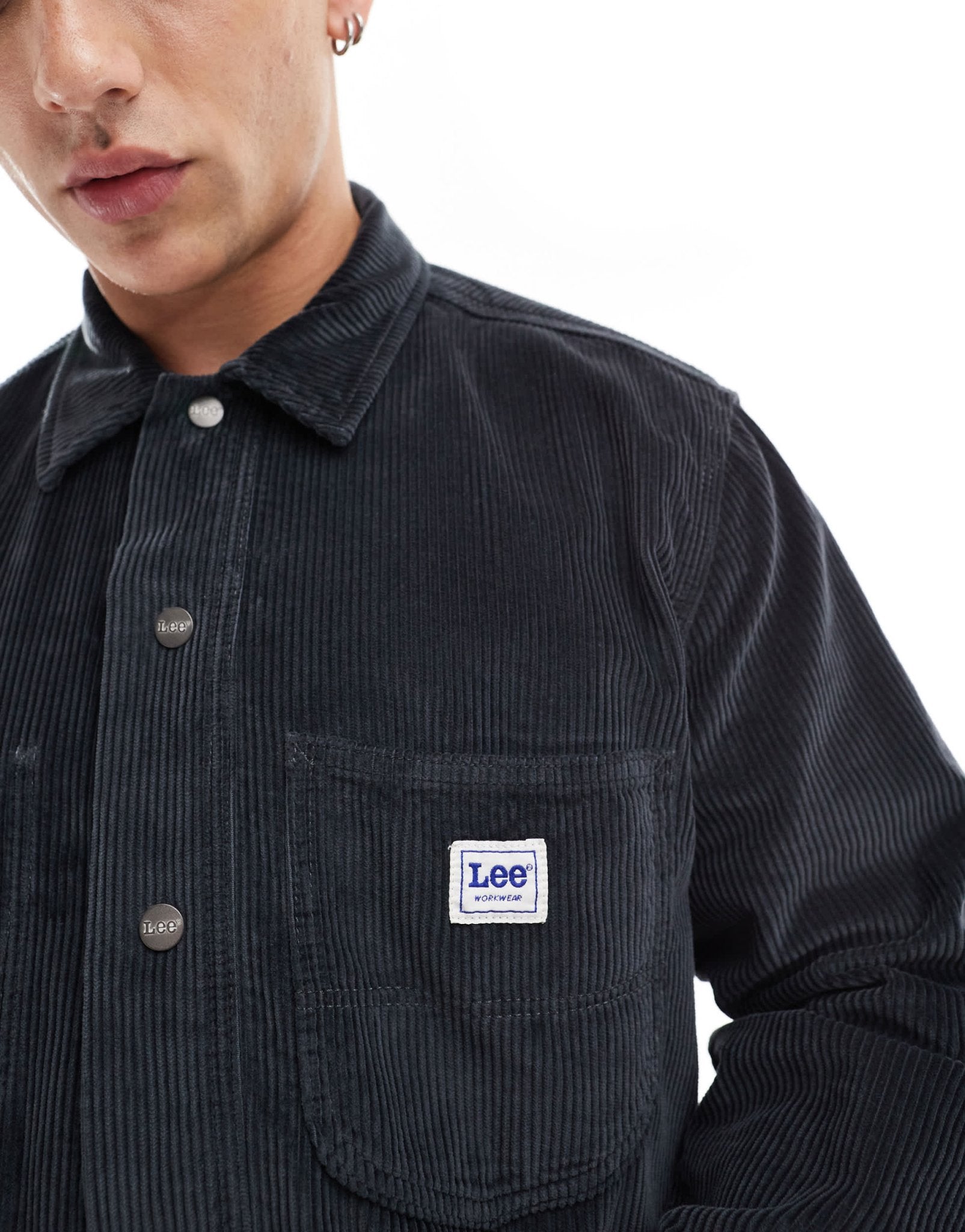 Lee unisex worker cord overshirt relaxed fit in charcoal - ASOS Sample Sale