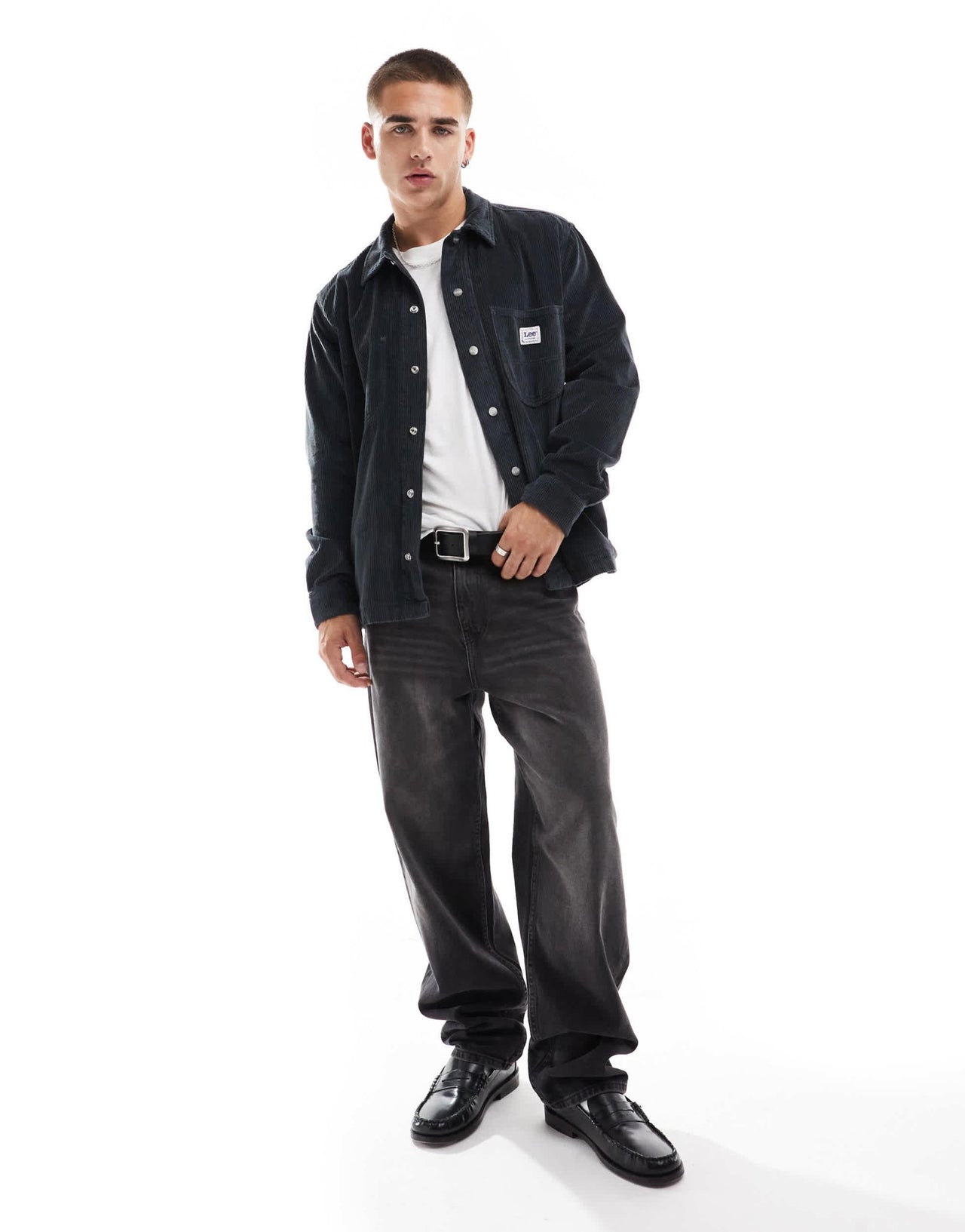 Lee unisex worker cord overshirt relaxed fit in charcoal - ASOS Sample Sale