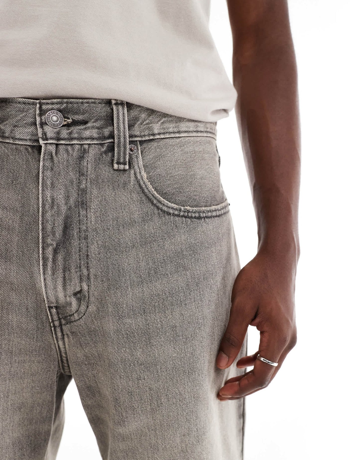 Levi's 469 loose fit 12inch denim shorts in grey wash - ASOS Sample Sale