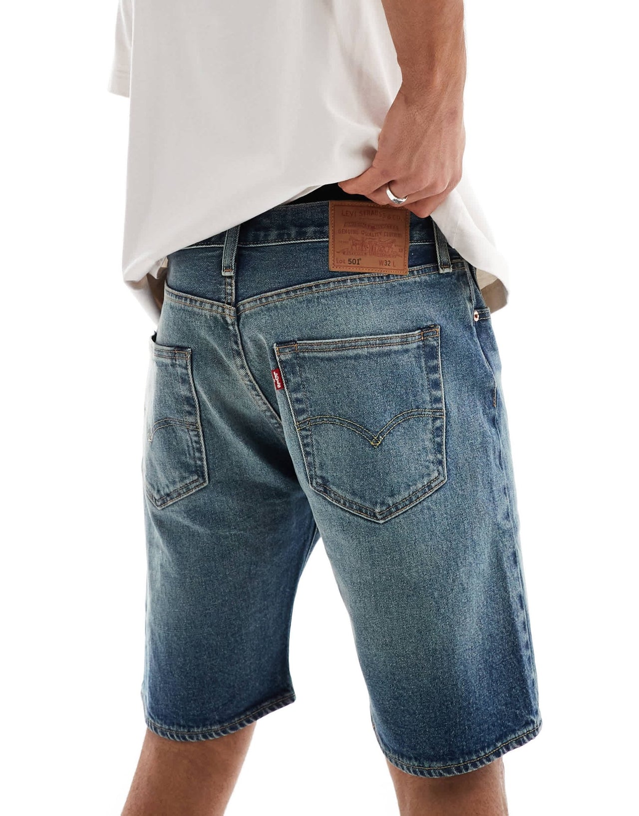 Levi's 501 original straight denim shorts in dark blue - ASOS Sample Sale