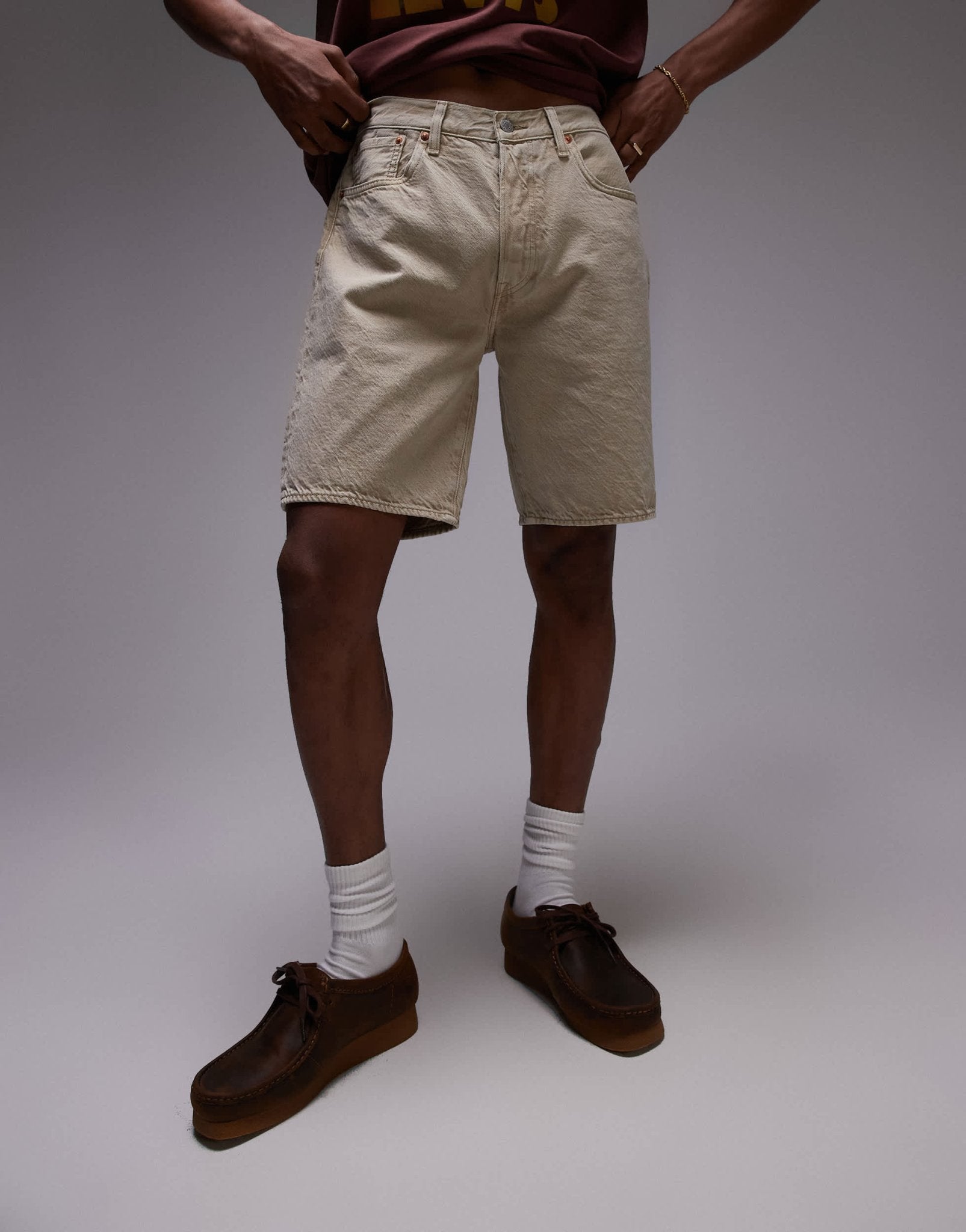 Levi's 501 Original straight garment dyed denim shorts in khaki tan - ASOS Sample Sale
