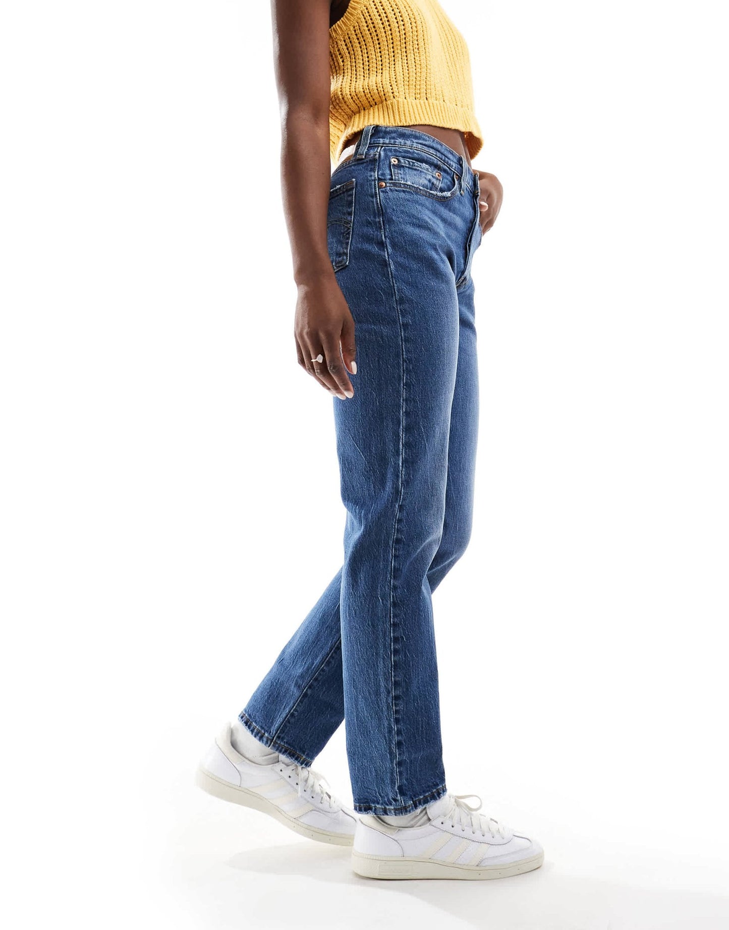 Levi's 501 straight fit crop jeans in dark blue - ASOS Sample Sale