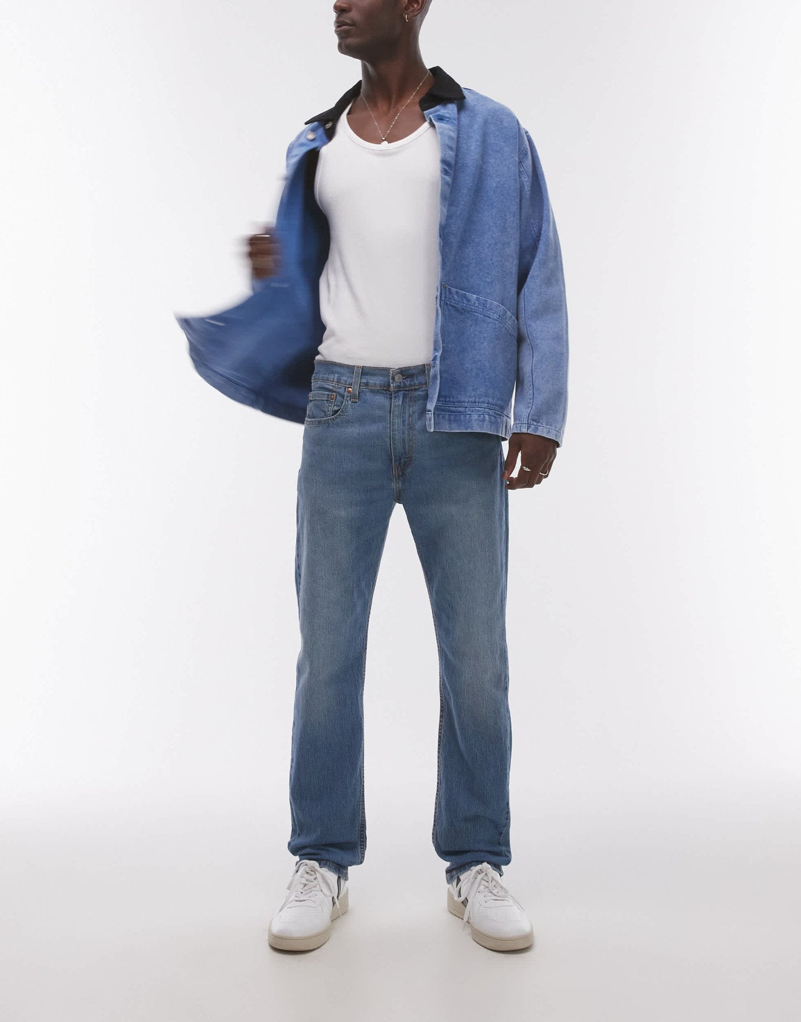 Levi's 502 tapered fit performance cool denim jeans in mid blue - ASOS Sample Sale