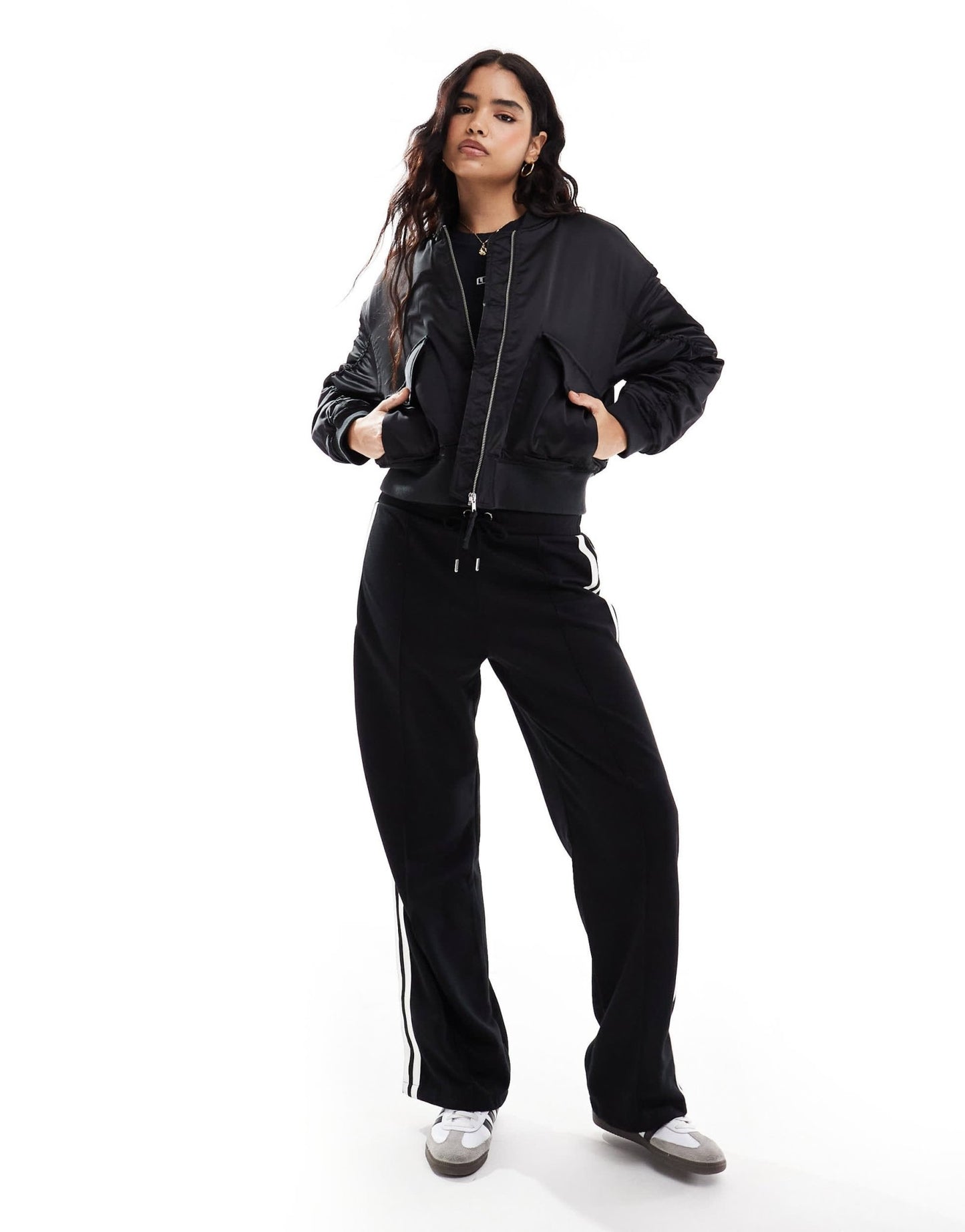 Levi's Andy techy satin bomber jacket in black - ASOS Sample Sale