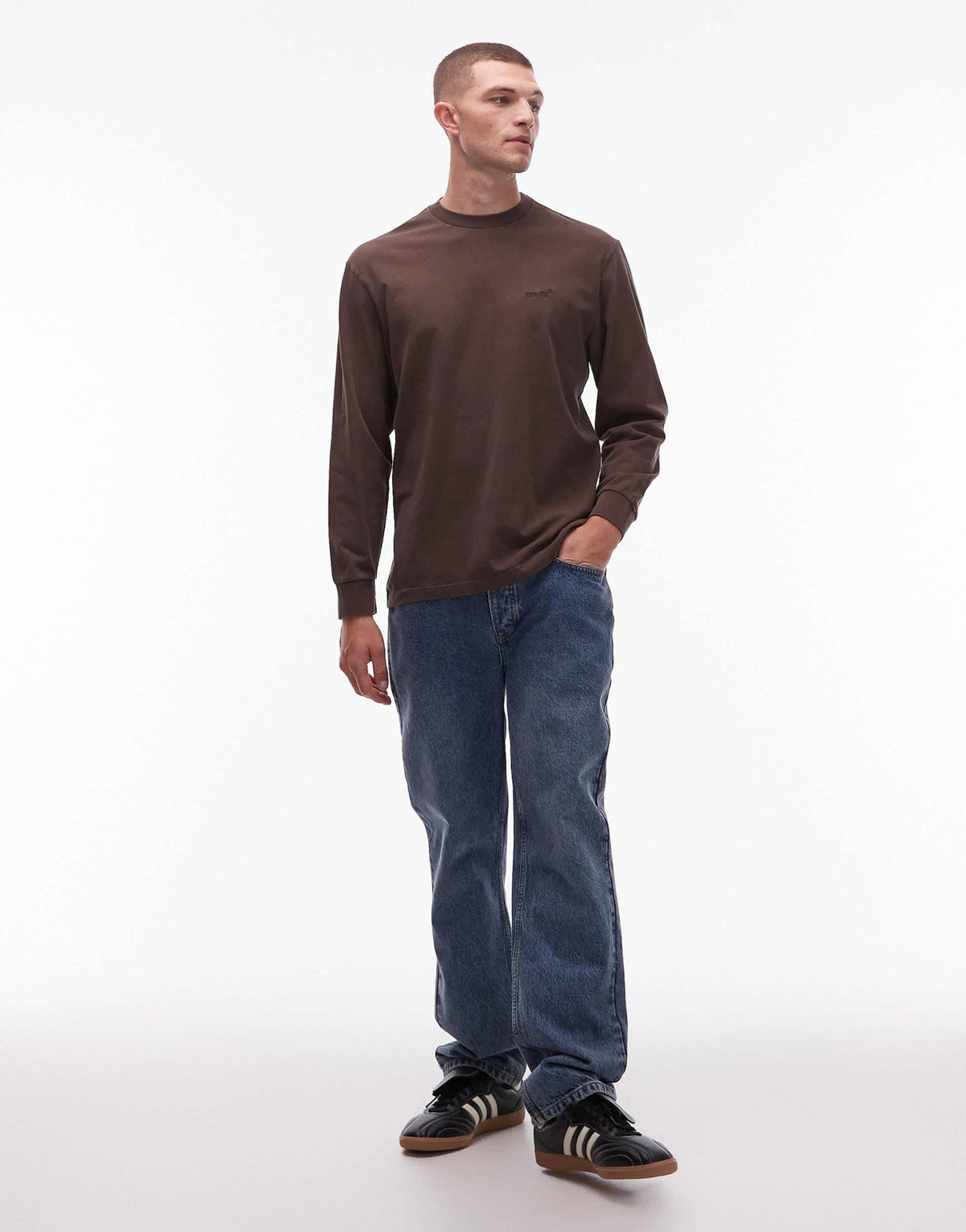 Levi's authentic logo garment dye long sleeve t-shirt in brown - ASOS Sample Sale