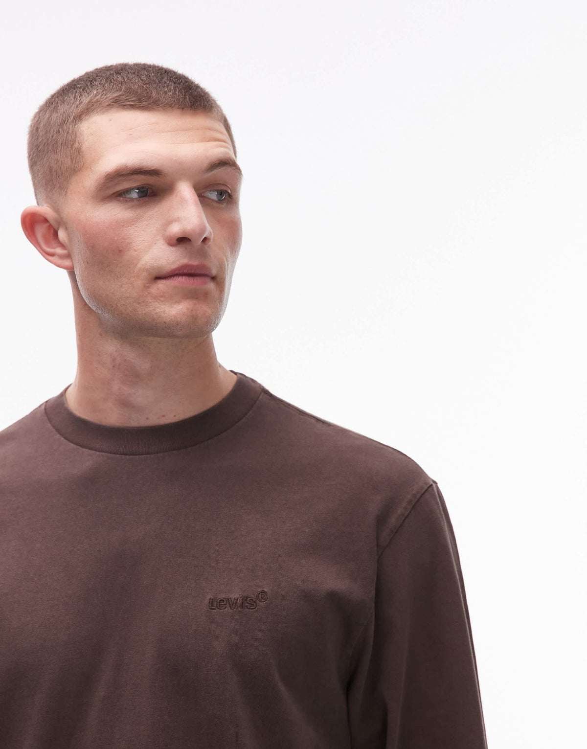Levi's authentic logo garment dye long sleeve t-shirt in brown - ASOS Sample Sale