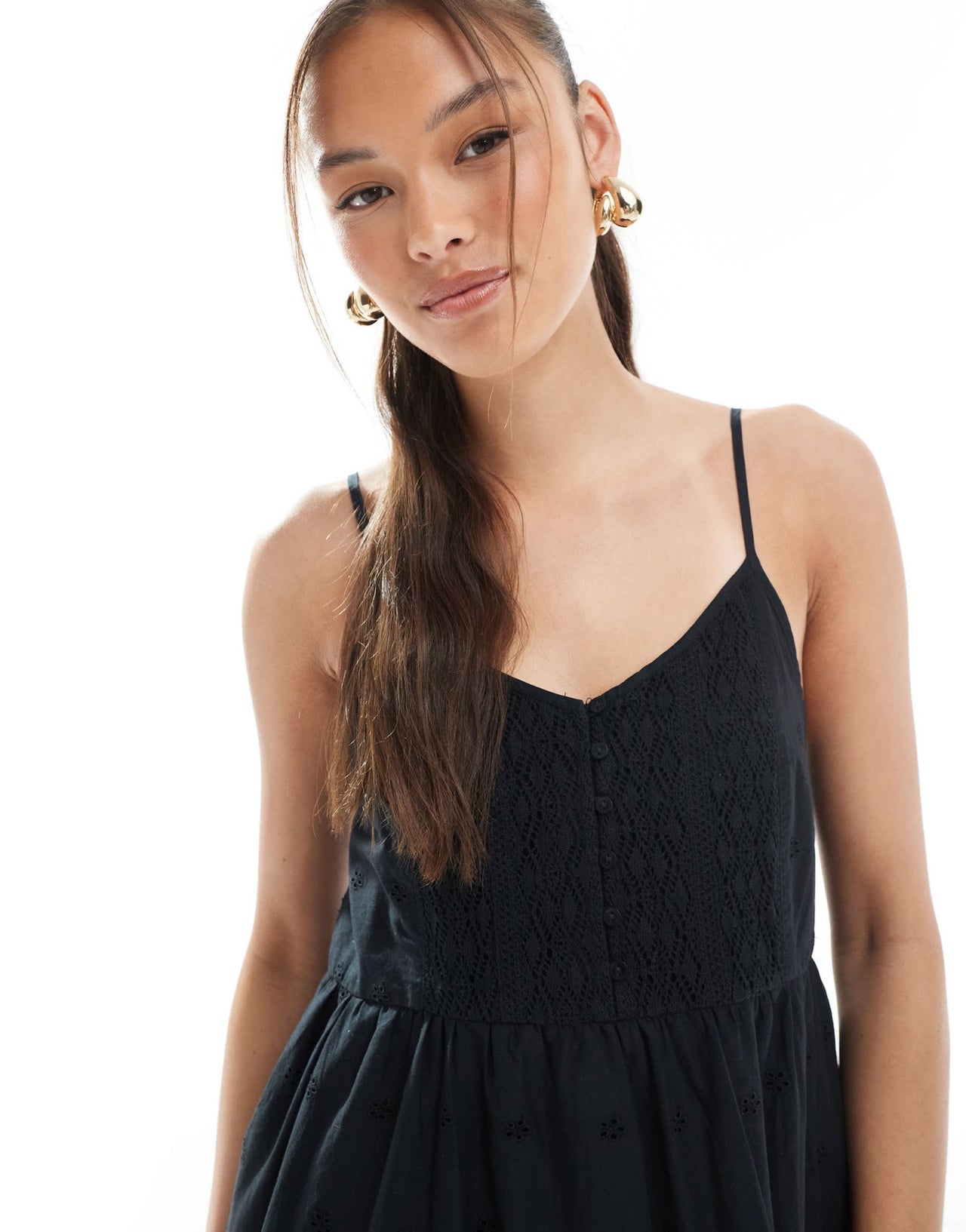 Levi's broderie cami mini dress in black - ASOS Sample Sale