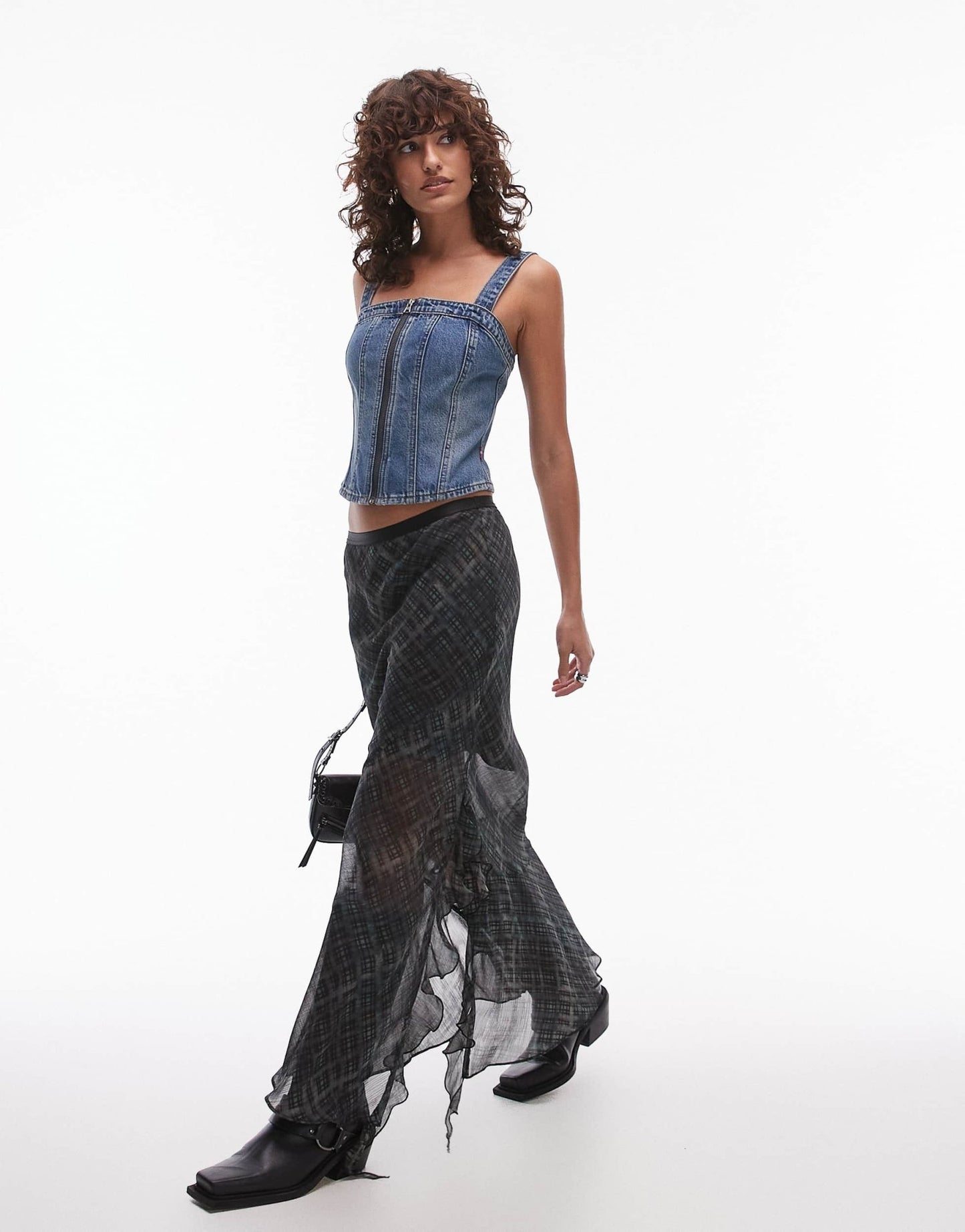 Levi's denim bustier top in mid blue - ASOS Sample Sale