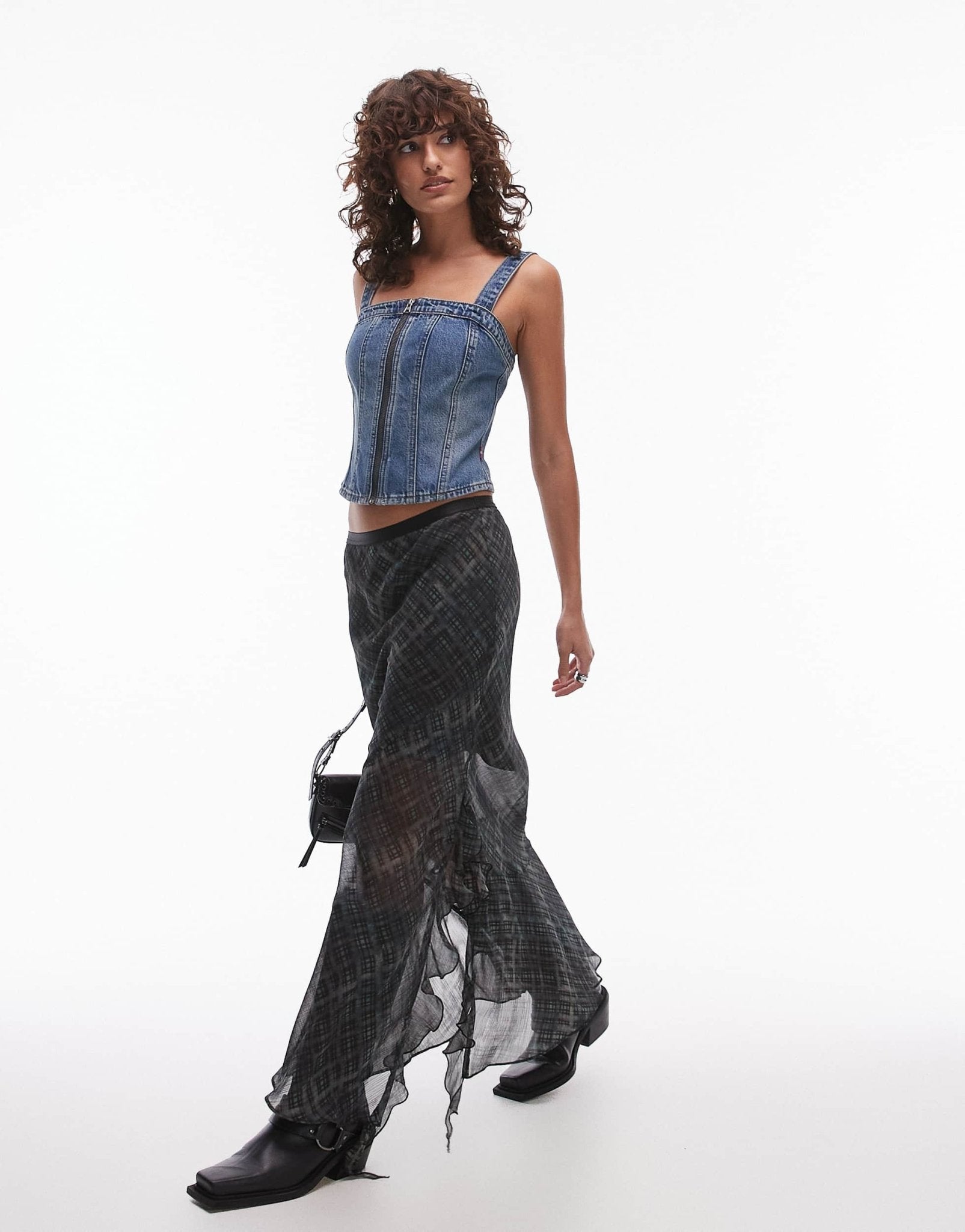 Levi's denim bustier top in mid blue - ASOS Sample Sale