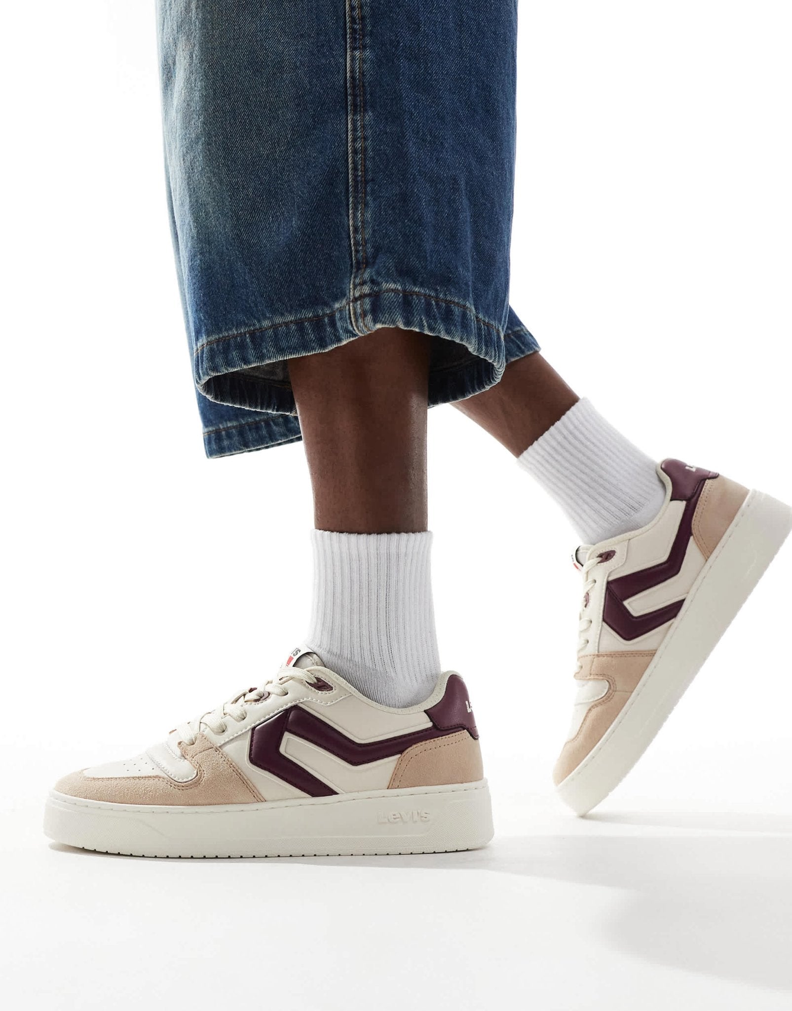 Levi's Glide L chunky trainers with patch logo in beige and red - ASOS Sample Sale
