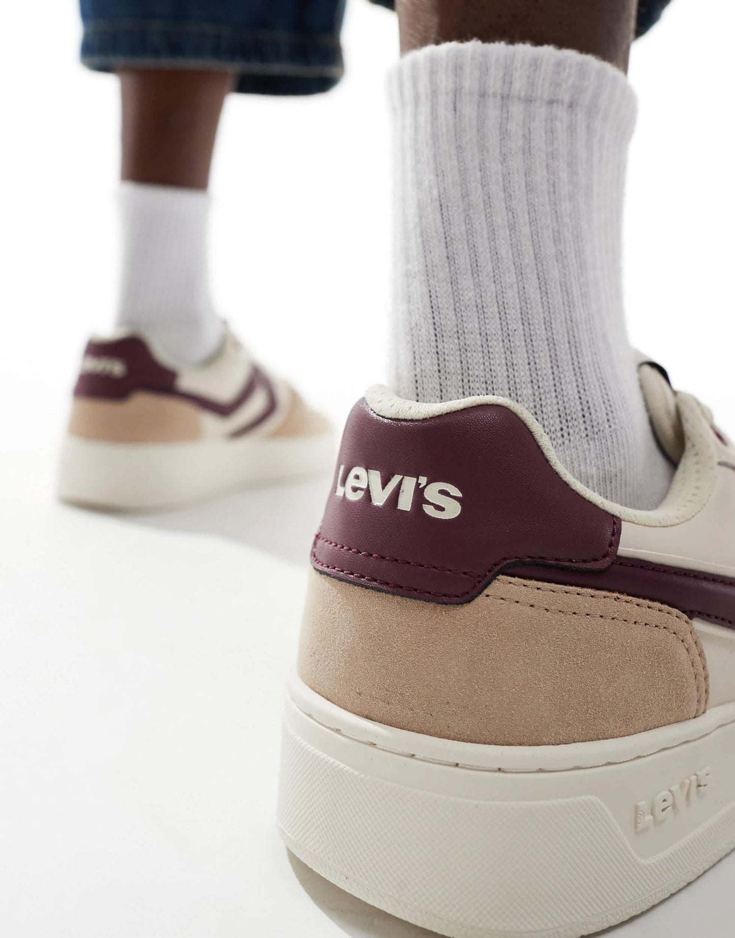 Levi's Glide L chunky trainers with patch logo in beige and red - ASOS Sample Sale