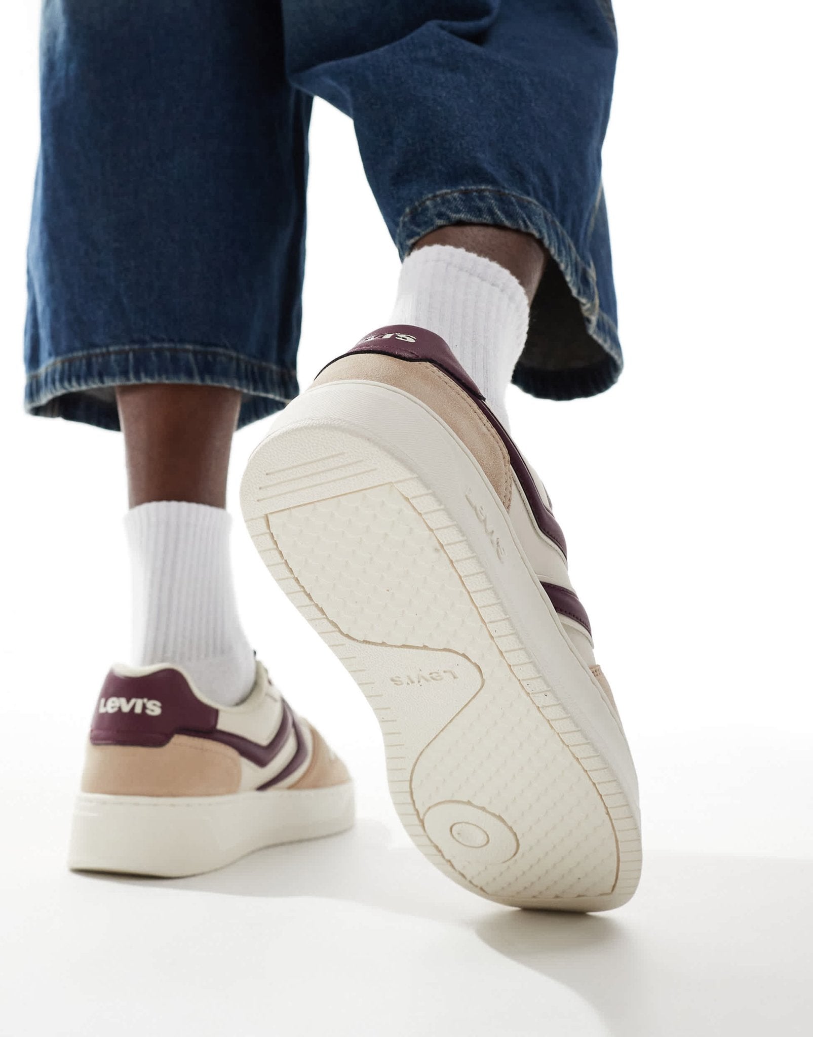 Levi's Glide L chunky trainers with patch logo in beige and red - ASOS Sample Sale