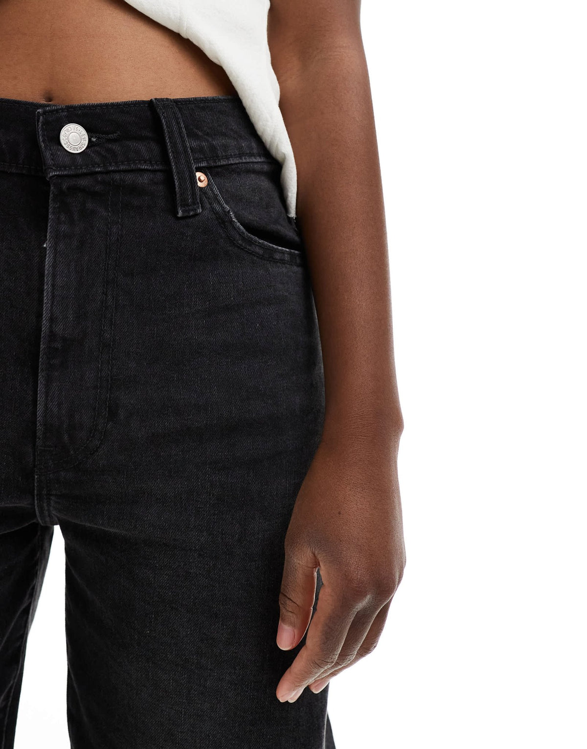 Levi's high waist ribcage bermuda denim shorts in washed black - ASOS Sample Sale