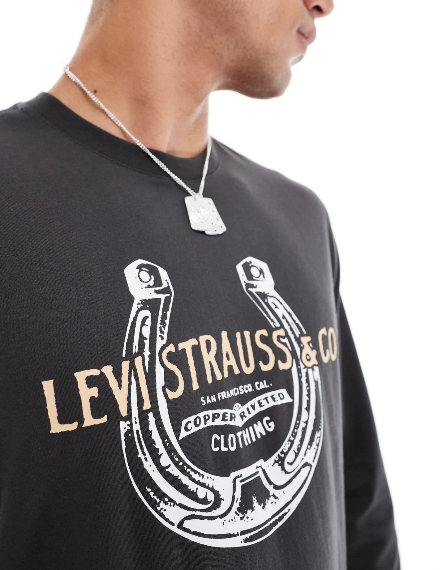 Levi's horseshoe logo relaxed fit long sleeve t-shirt in black - ASOS Sample Sale