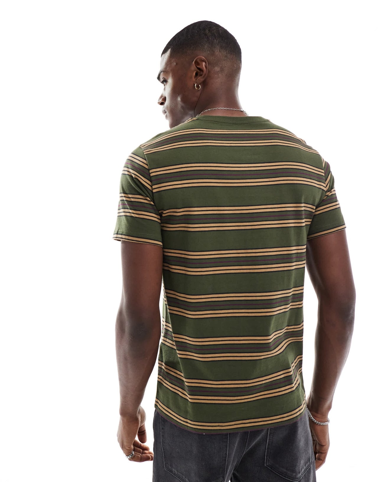 Levi's original batwing logo stripe t-shirt in dark green - ASOS Sample Sale