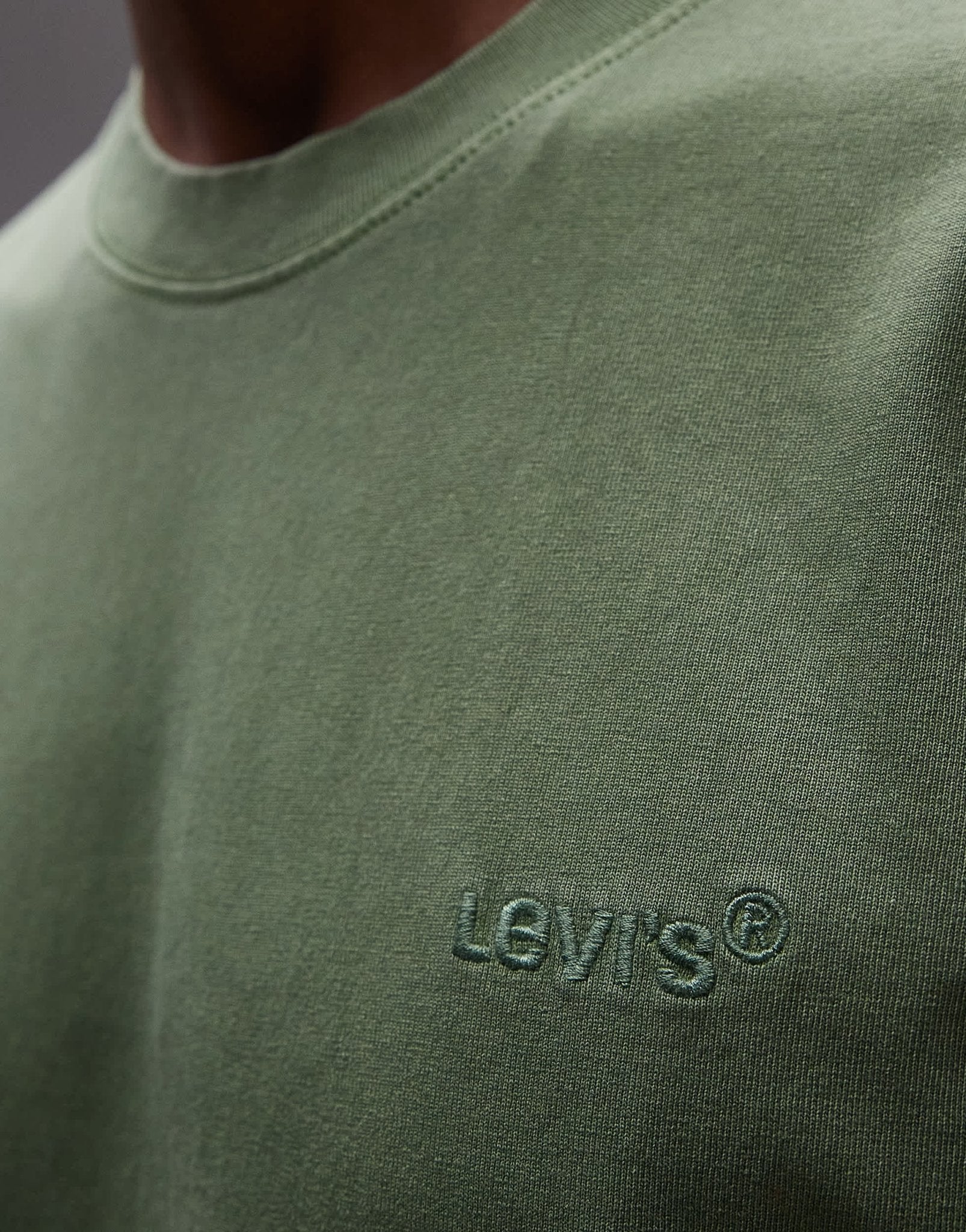 Levi's Red Tab vintage relaxed fit logo garment dye t-shirt in mid green - ASOS Sample Sale