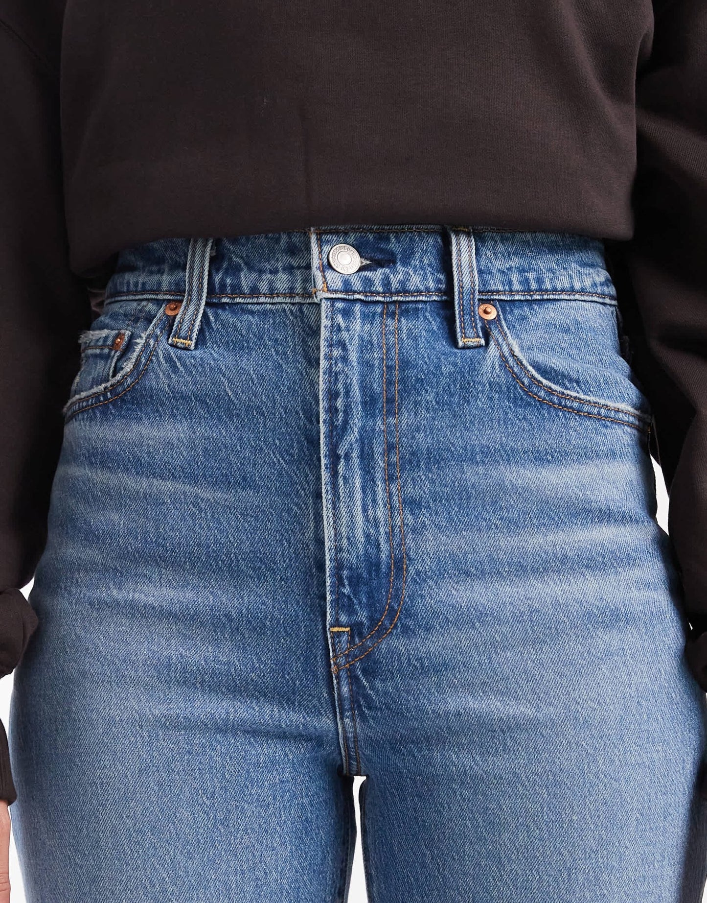 Levi's ribcage bells high rise flare jeans in light blue - ASOS Sample Sale