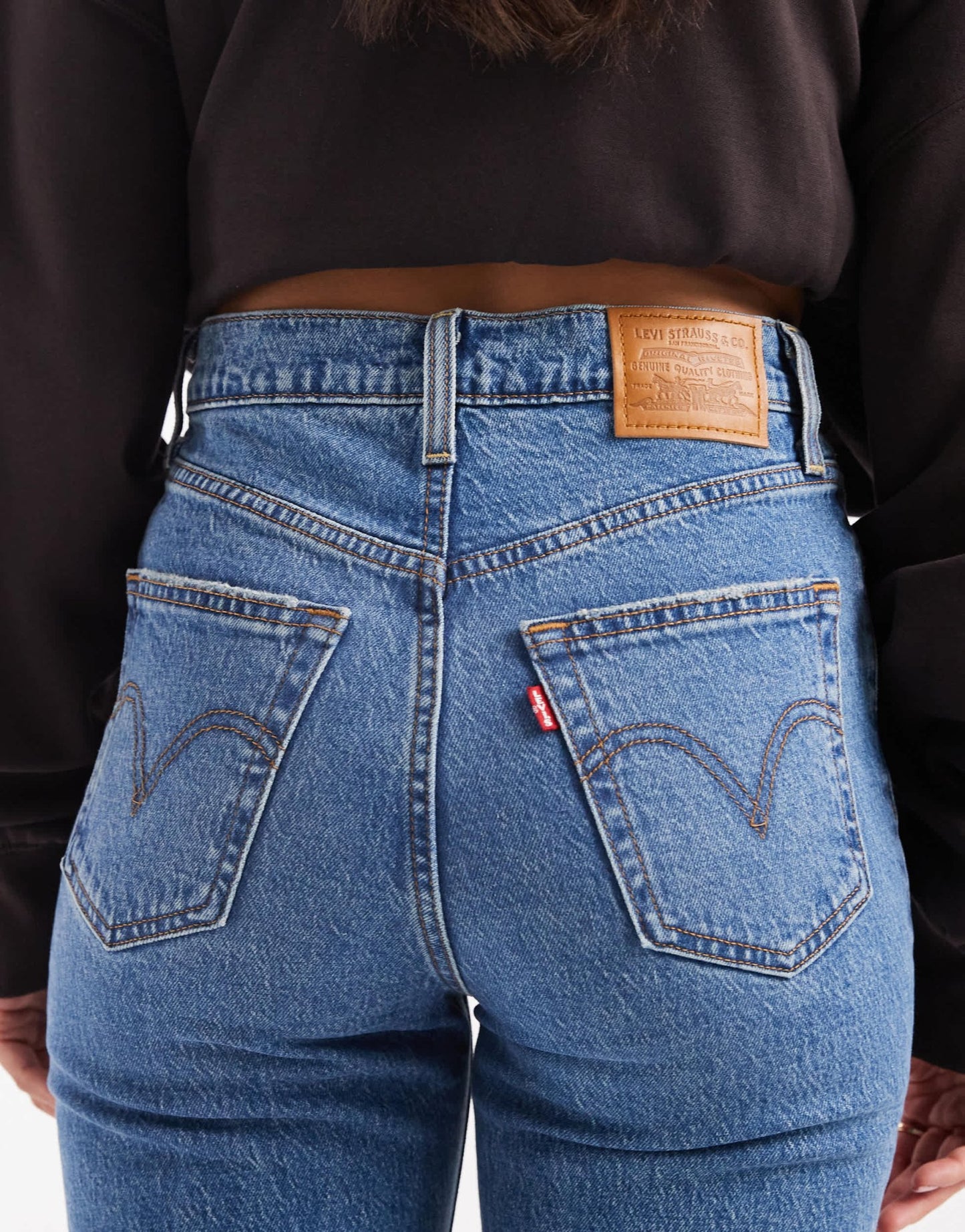 Levi's ribcage bells high rise flare jeans in light blue - ASOS Sample Sale