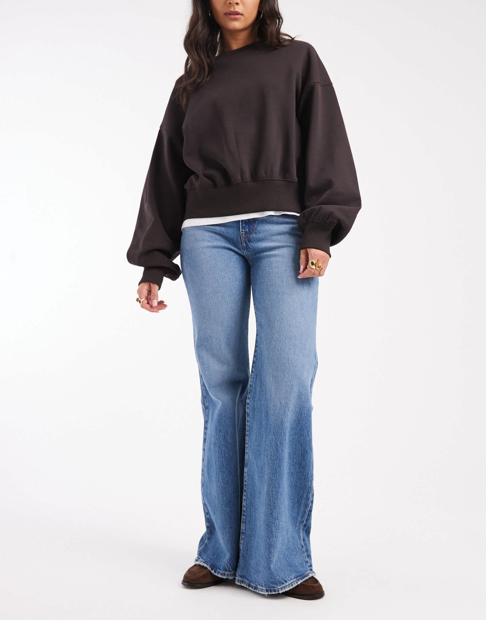 Levi's ribcage bells high rise flare jeans in light blue - ASOS Sample Sale