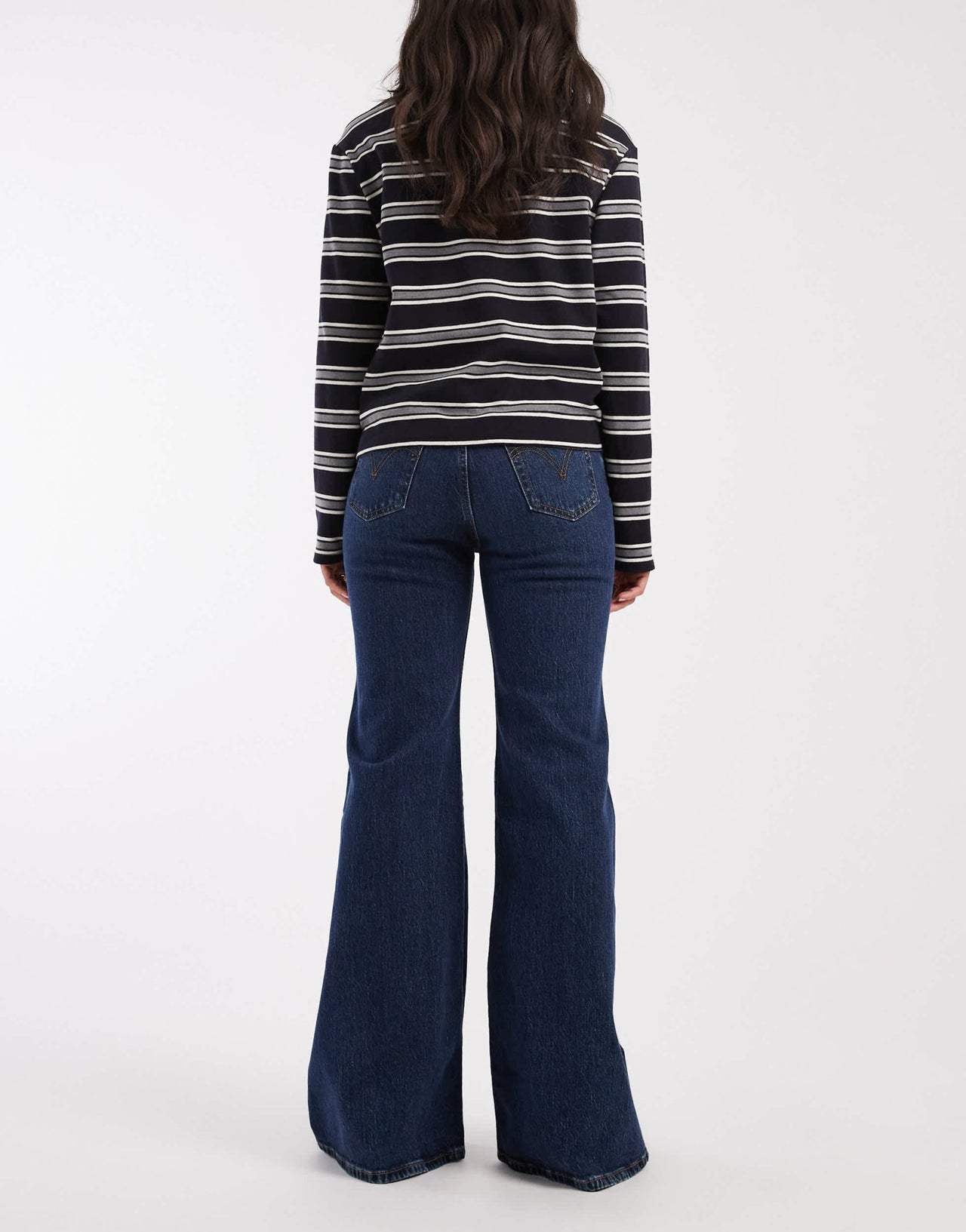 Levi's ribcage bells high rise flare jeans in mid blue - ASOS Sample Sale