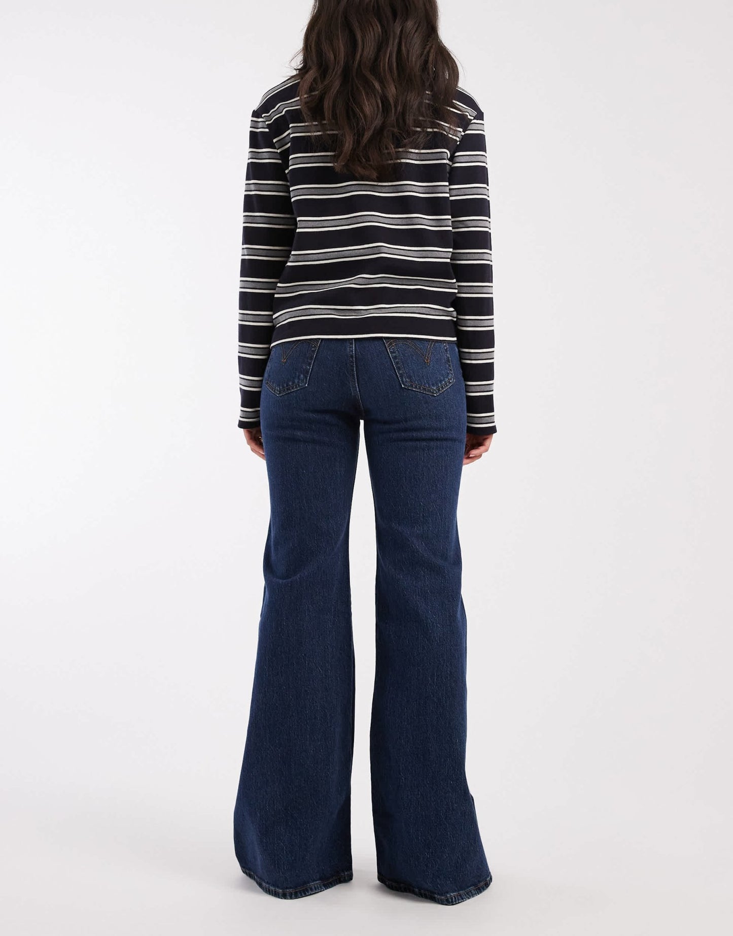 Levi's ribcage bells high rise flare jeans in mid blue - ASOS Sample Sale