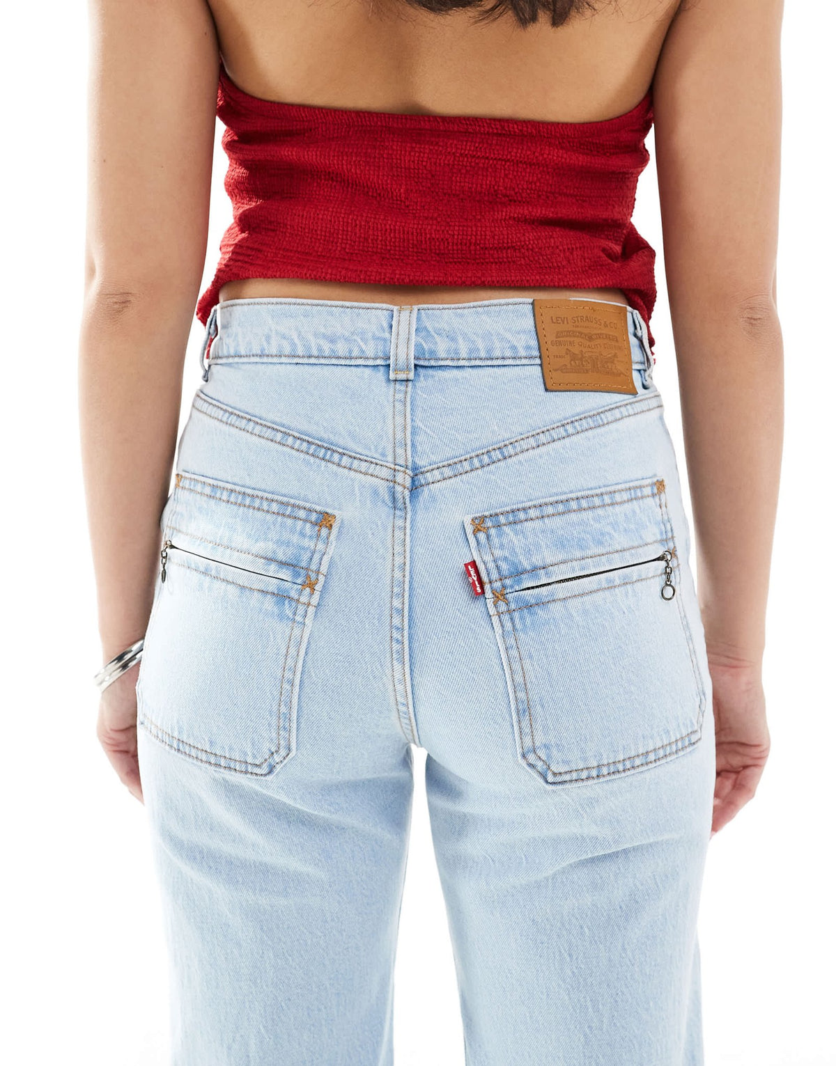 Levi's ribcage bells high rise flare vintage jeans in light blue - ASOS Sample Sale