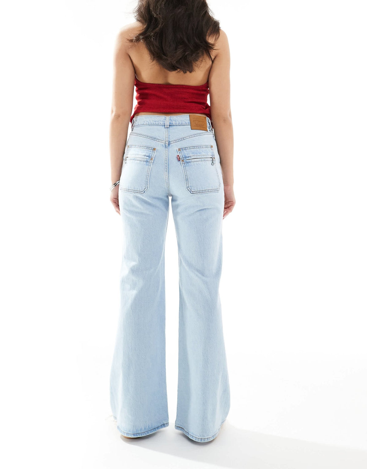 Levi's ribcage bells high rise flare vintage jeans in light blue - ASOS Sample Sale