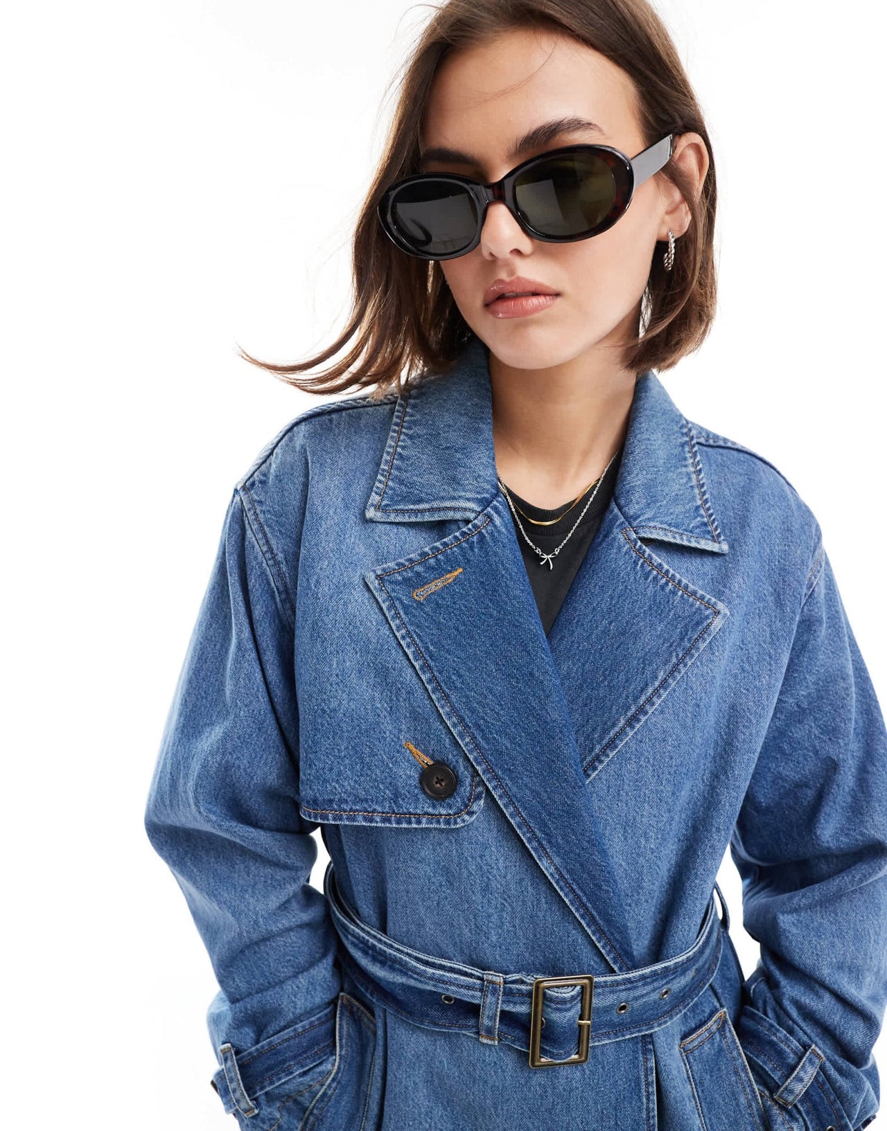 Levi's Spade relaxed fit belted denim trench coat in dark blue - ASOS Sample Sale