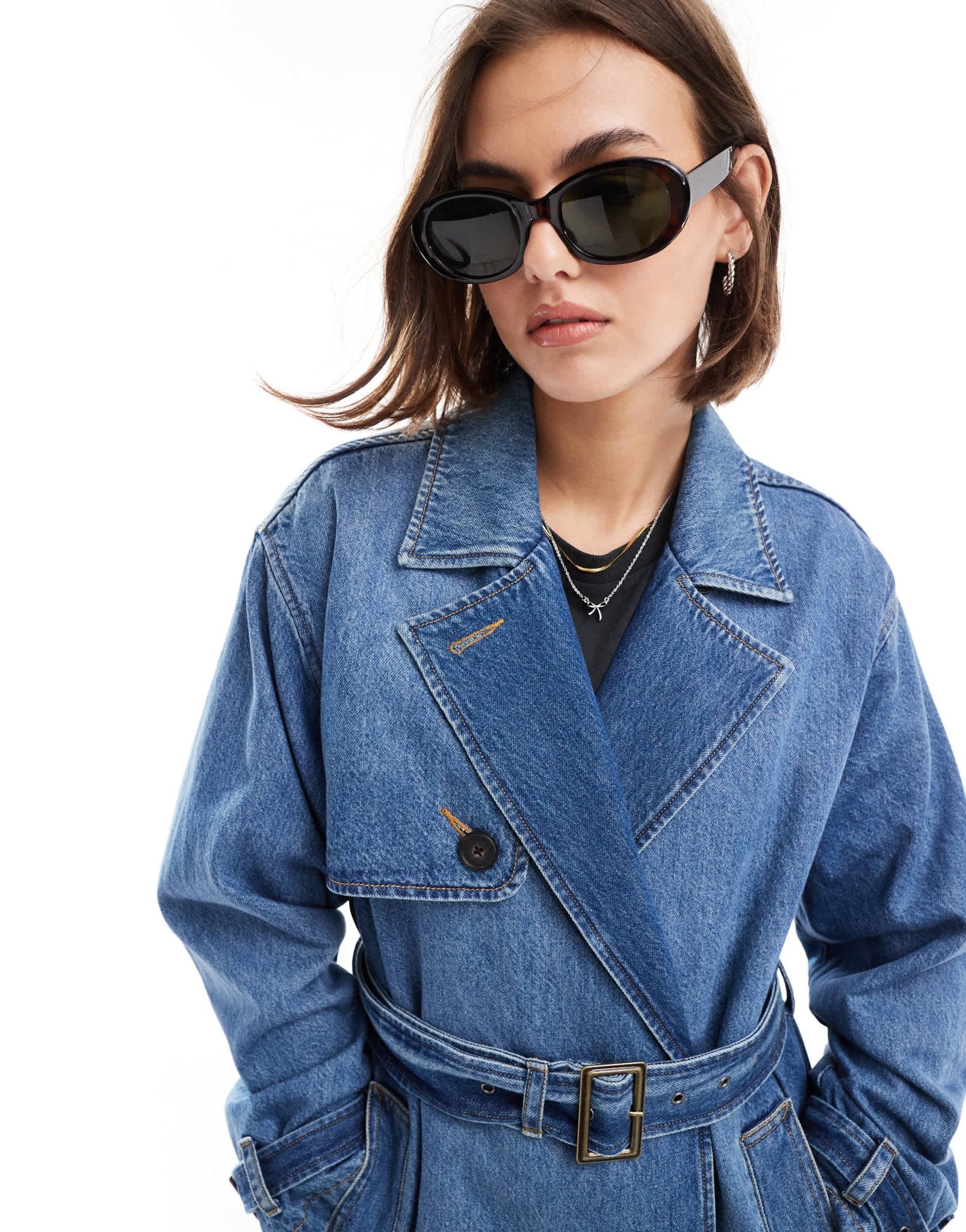 Levi's Spade relaxed fit belted denim trench coat in dark blue - ASOS Sample Sale