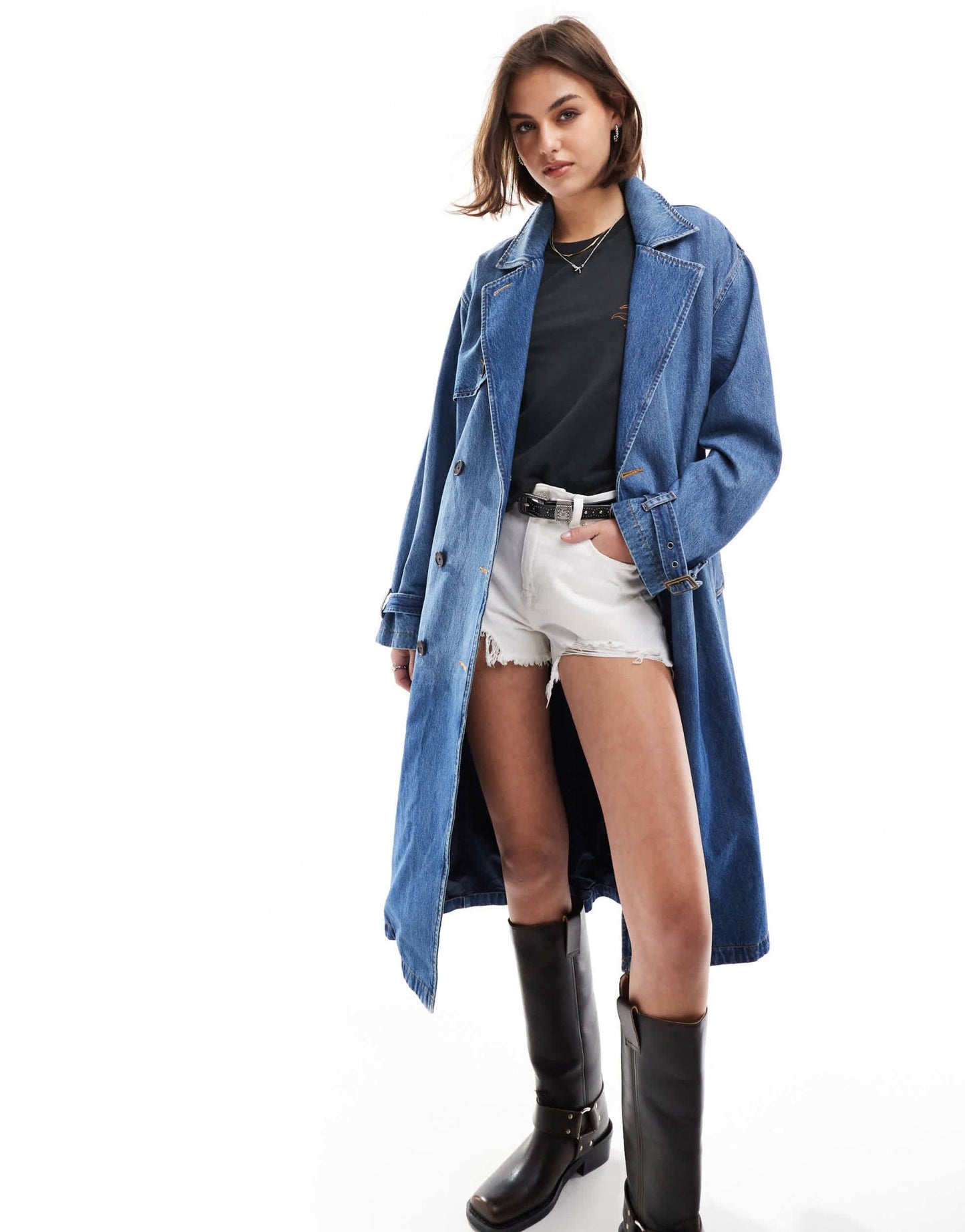 Levi's Spade relaxed fit belted denim trench coat in dark blue - ASOS Sample Sale