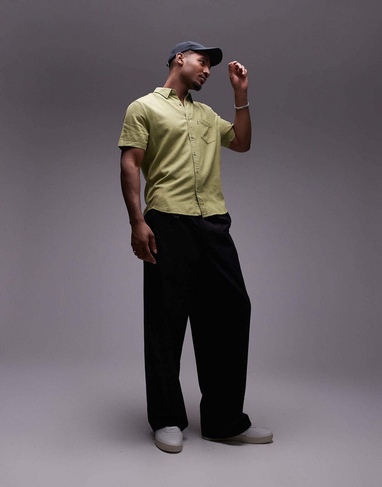 Levi's Sunset short sleeve linen cotton mix shirt regular fit in green - ASOS Sample Sale