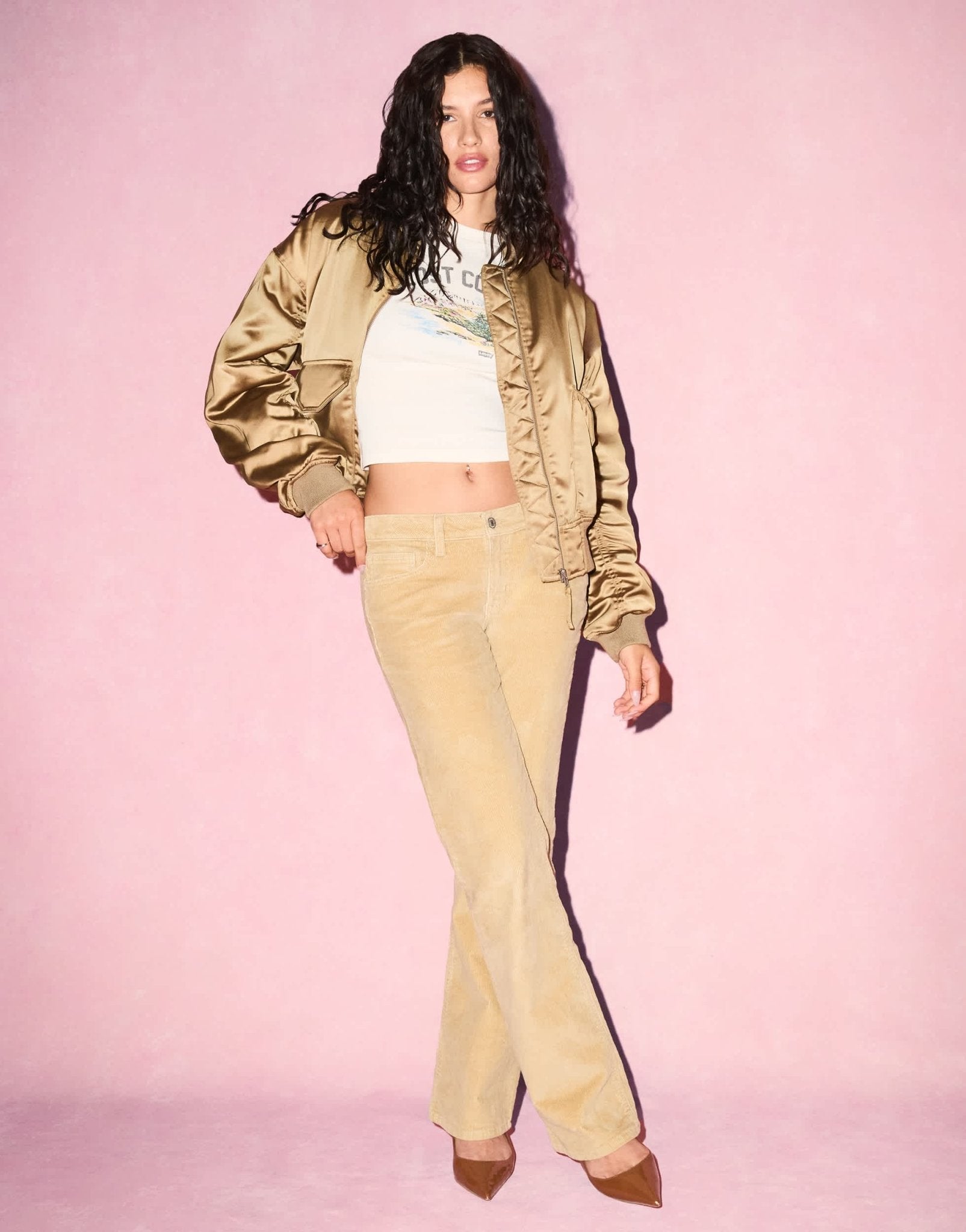 Levi's superlow boot cut cord jeans in beige - ASOS Sample Sale
