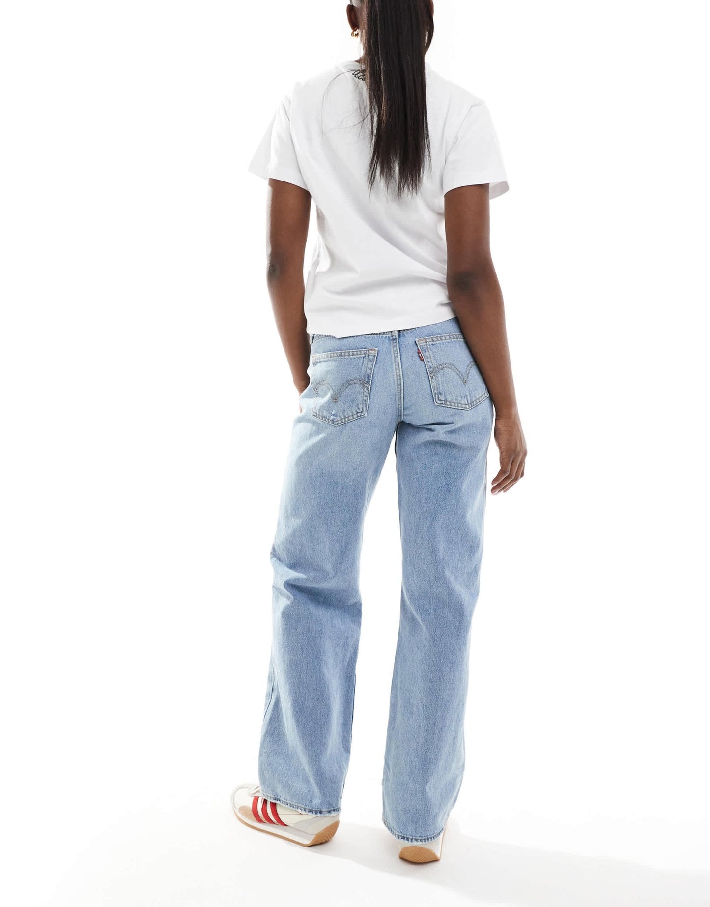 Levi's superlow loose jeans with rips in light blue - ASOS Sample Sale