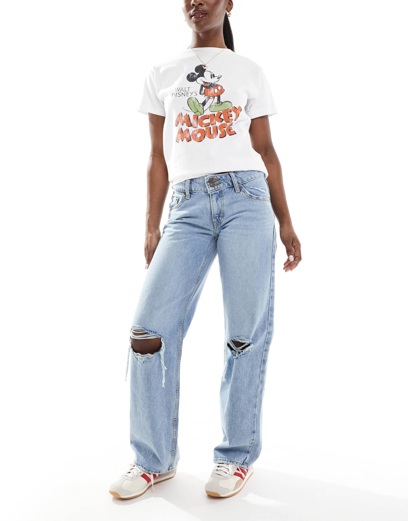 Levi's superlow loose jeans with rips in light blue - ASOS Sample Sale