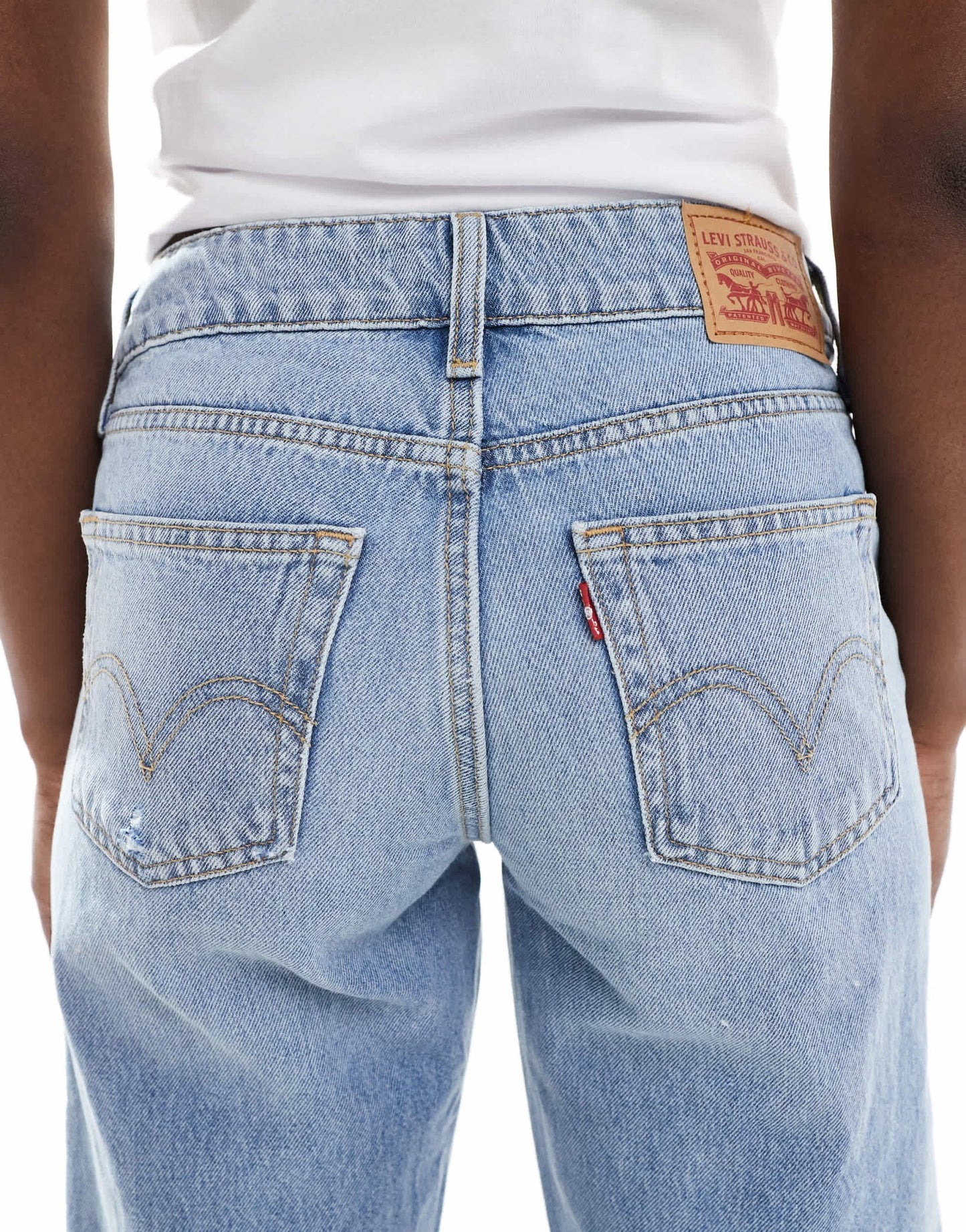 Levi's superlow loose jeans with rips in light blue - ASOS Sample Sale