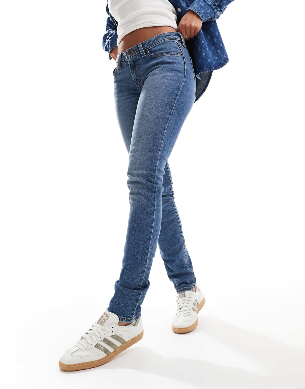 Levi's superlow skinny fit jeans in mid blue - ASOS Sample Sale